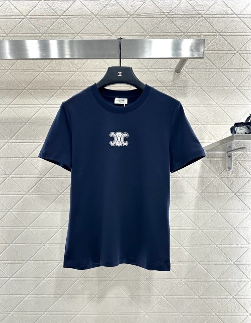 Celine Women's Triomphe Logo Tee - Crew Neck, Short Sleeve, Premium Cotton 3 Celine Women's Triomphe Logo Tee - Crew Neck, Short Sleeve, Premium Cotton