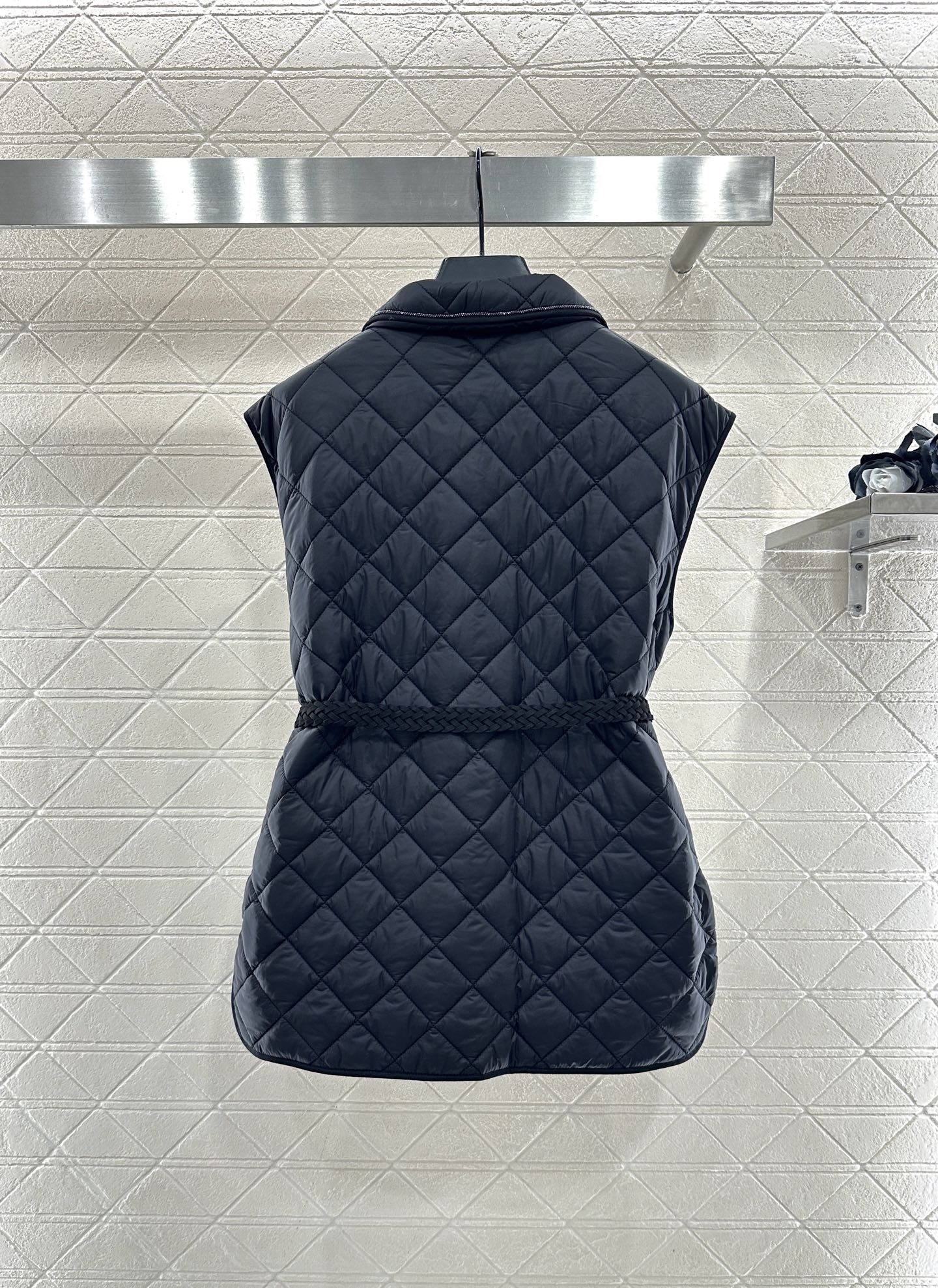 ♥Brunello Cucin*♥2025新品上架 腰带翻领棉服马甲定制YB进口防风防水尼龙材质，羽绒棉