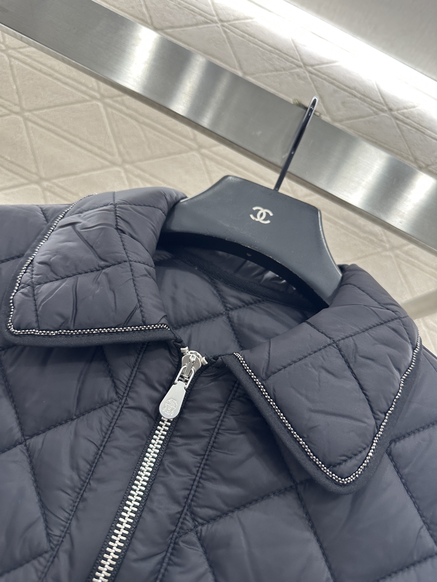 ♥Brunello Cucin*♥2025新品上架 腰带翻领棉服马甲定制YB进口防风防水尼龙材质，羽绒棉