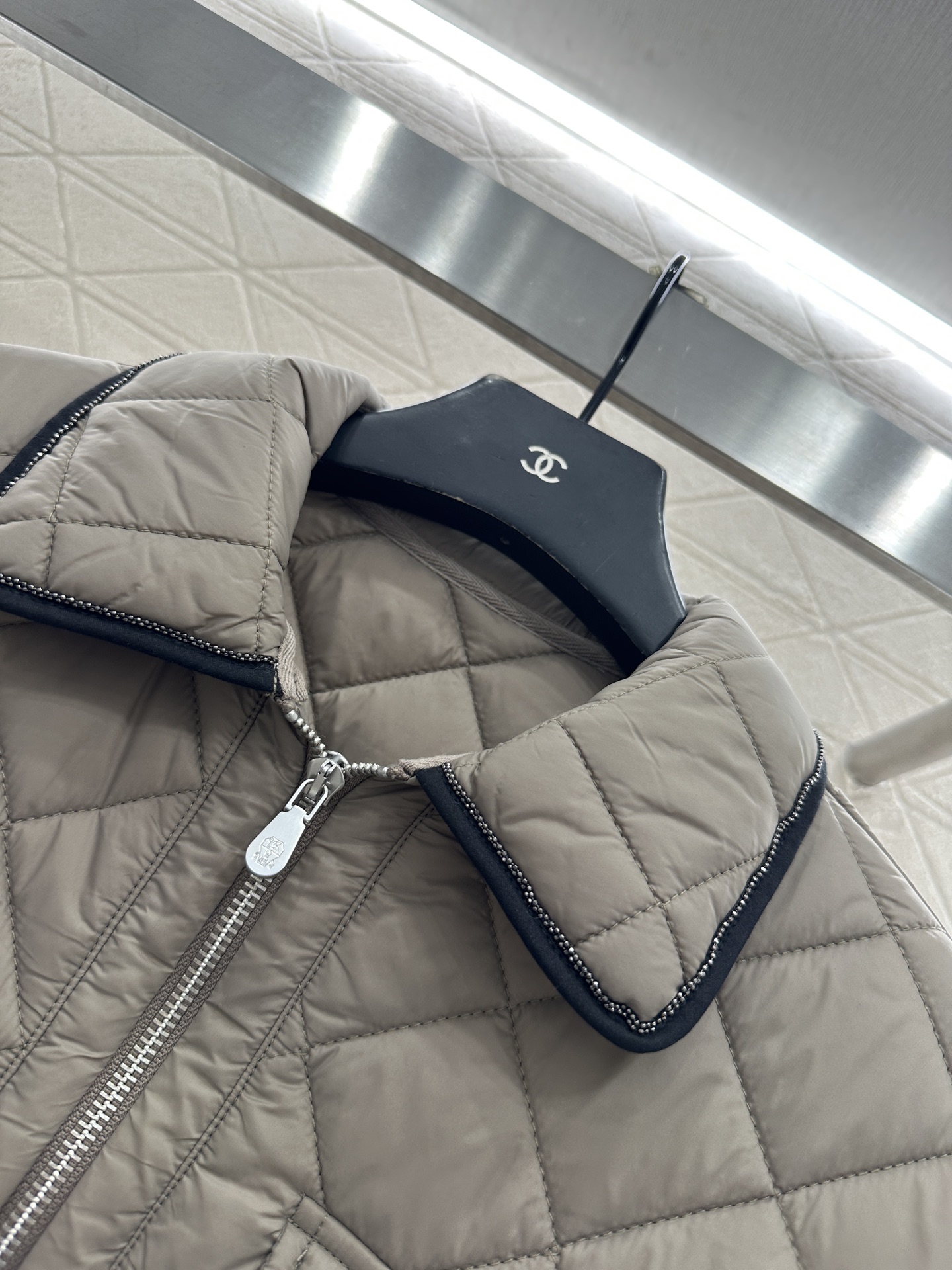 ♥Brunello Cucin*♥2025新品上架 腰带翻领棉服马甲定制YB进口防风防水尼龙材质，羽绒棉