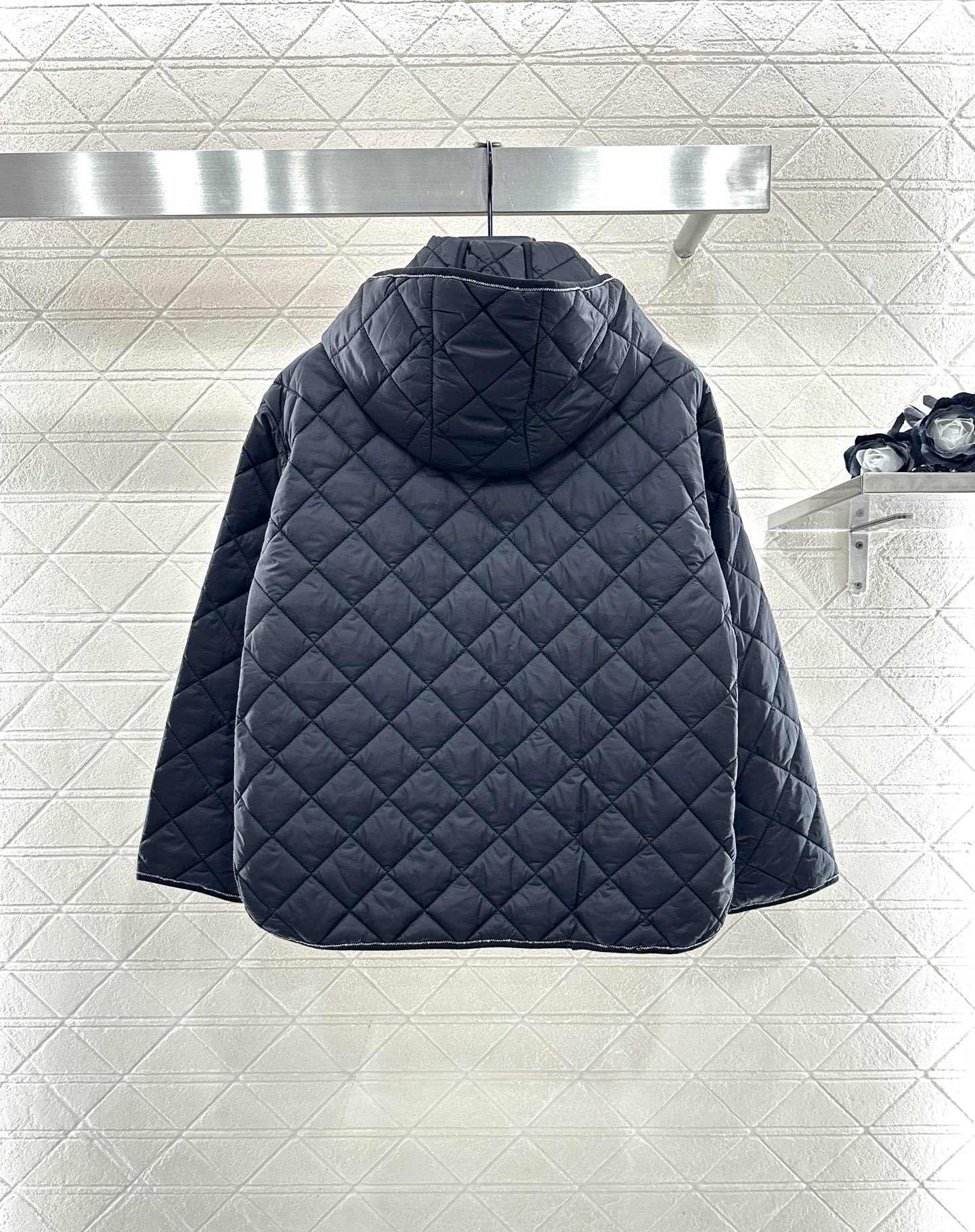 ♥Brunello Cucin*♥2025新品上架 撞色包边连帽棉服外套定制YB进口防风防水尼龙材质，羽