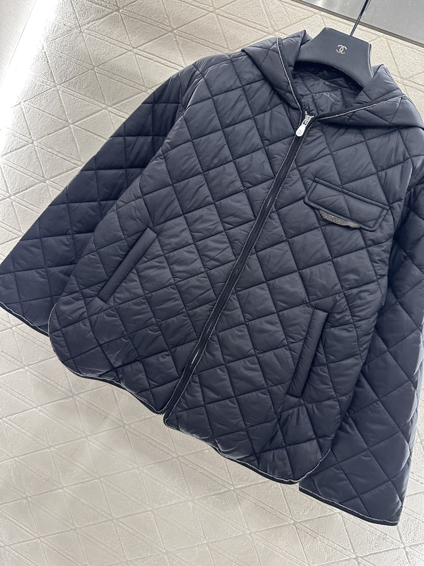 ♥Brunello Cucin*♥2025新品上架 撞色包边连帽棉服外套定制YB进口防风防水尼龙材质，羽