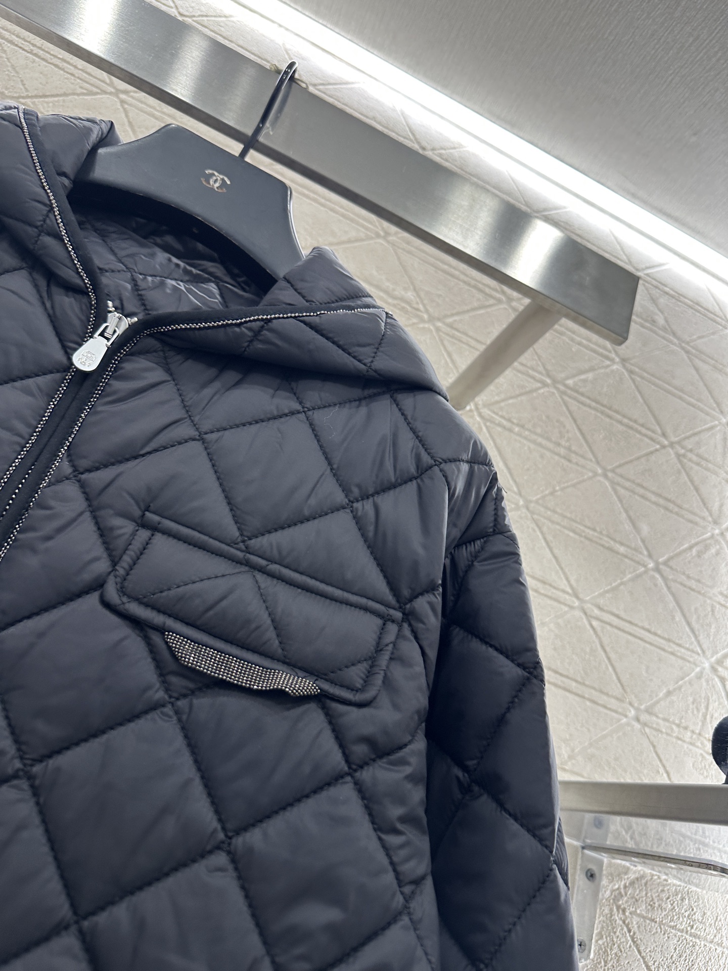 ♥Brunello Cucin*♥2025新品上架 撞色包边连帽棉服外套定制YB进口防风防水尼龙材质，羽