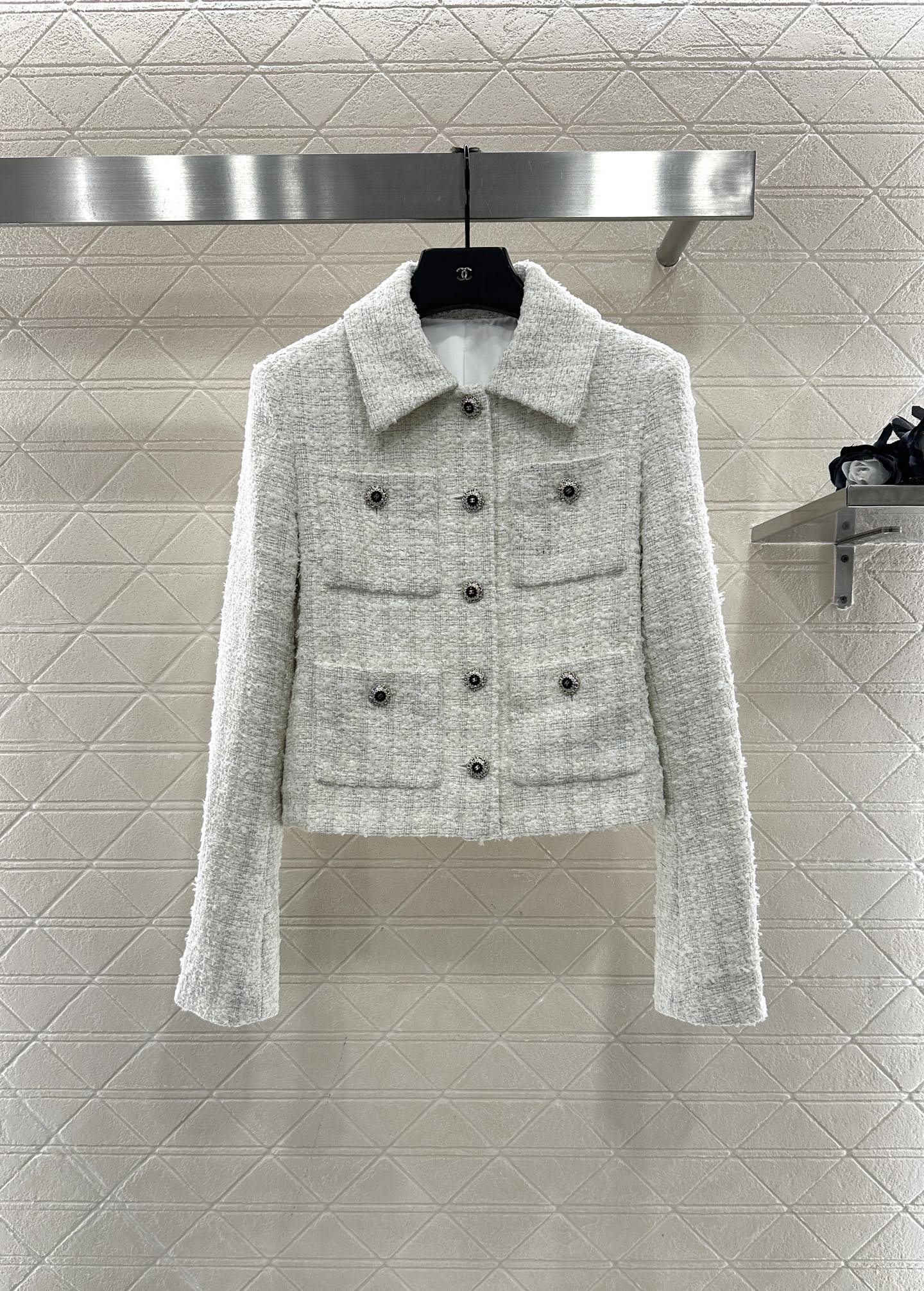♥Chane*♥2025新品上架 格纹粗花呢翻领洋装外套定制YB进口粗纺羊毛呢材质，肌理明显，质感上乘，