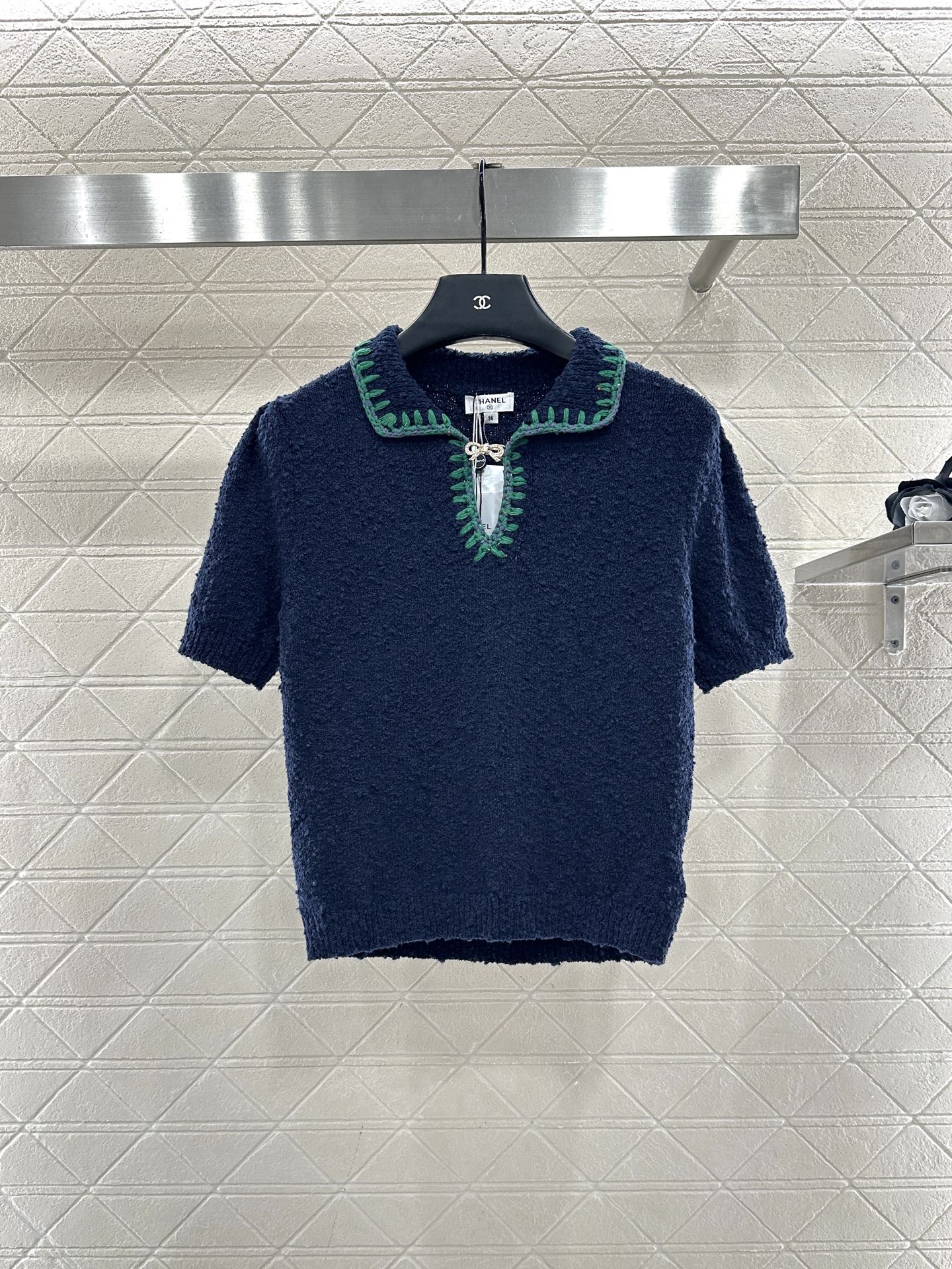 ♥Chane*♥2025新品上架 翻领撞色针织短袖25coco滑雪🎿系列#定制YB羊毛纱线织造，质感高级