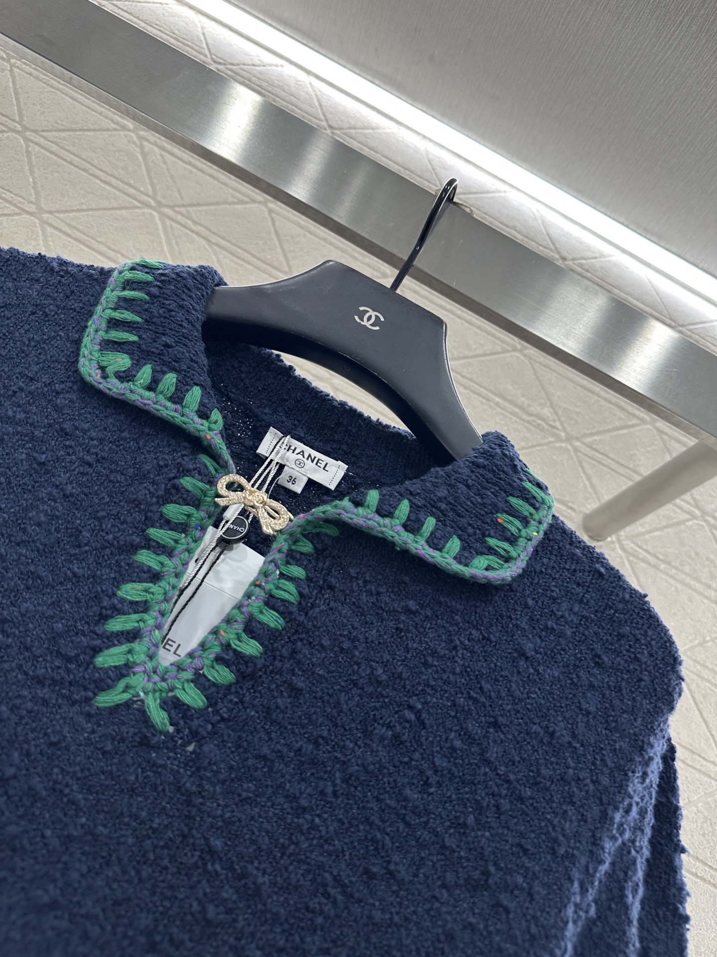 ♥Chane*♥2025新品上架 翻领撞色针织短袖25coco滑雪🎿系列#定制YB羊毛纱线织造，质感高级