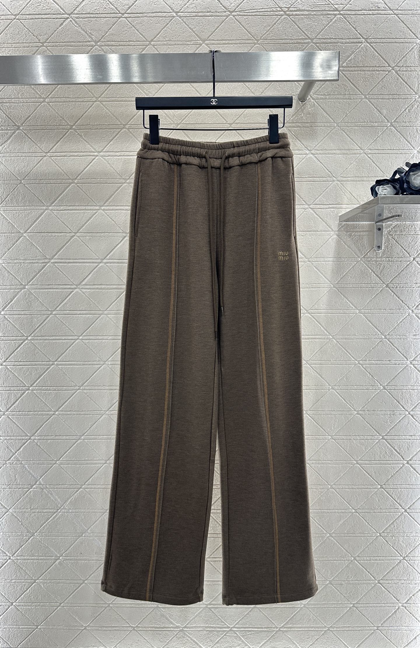 ♥Miumi*♥2025新品上架 半开襟连帽上衣长裤套装定制YB进口羊毛混纺材质，质感光泽，舒适保暖，修