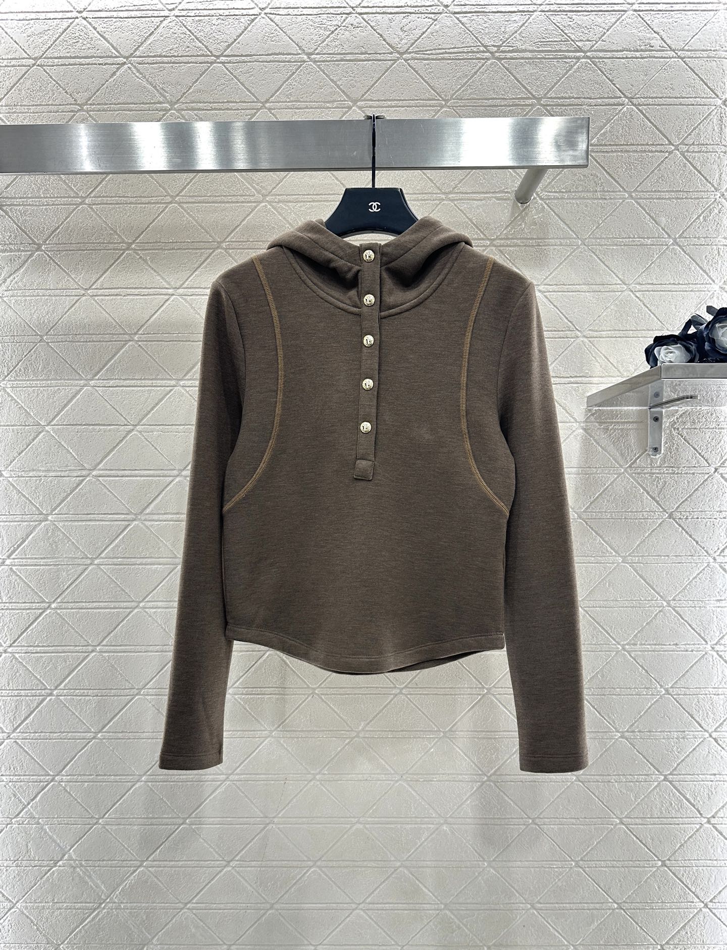 ♥Miumi*♥2025新品上架 半开襟连帽上衣长裤套装定制YB进口羊毛混纺材质，质感光泽，舒适保暖，修