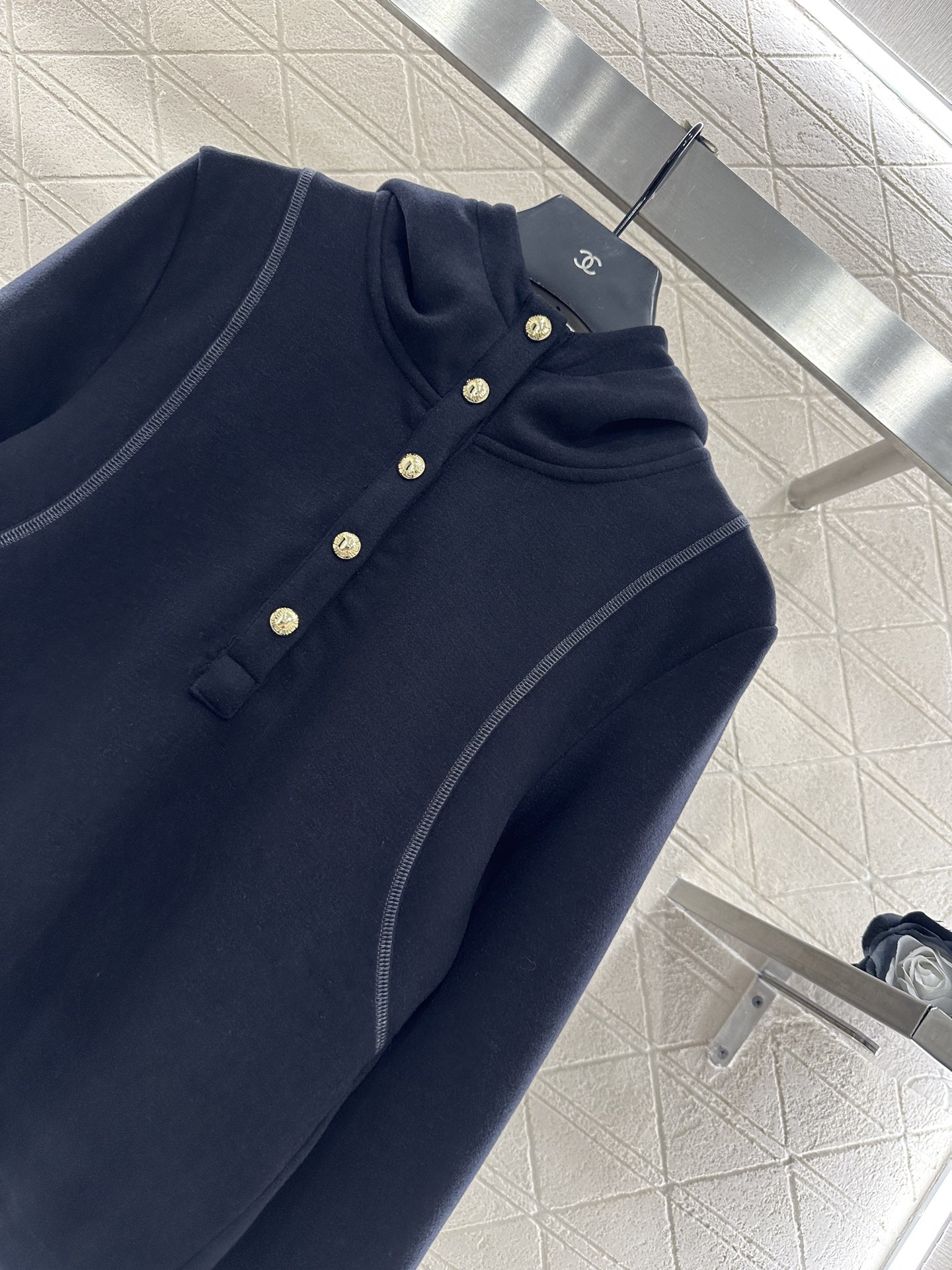 ♥Miumi*♥2025新品上架 半开襟连帽上衣长裤套装定制YB进口羊毛混纺材质，质感光泽，舒适保暖，修