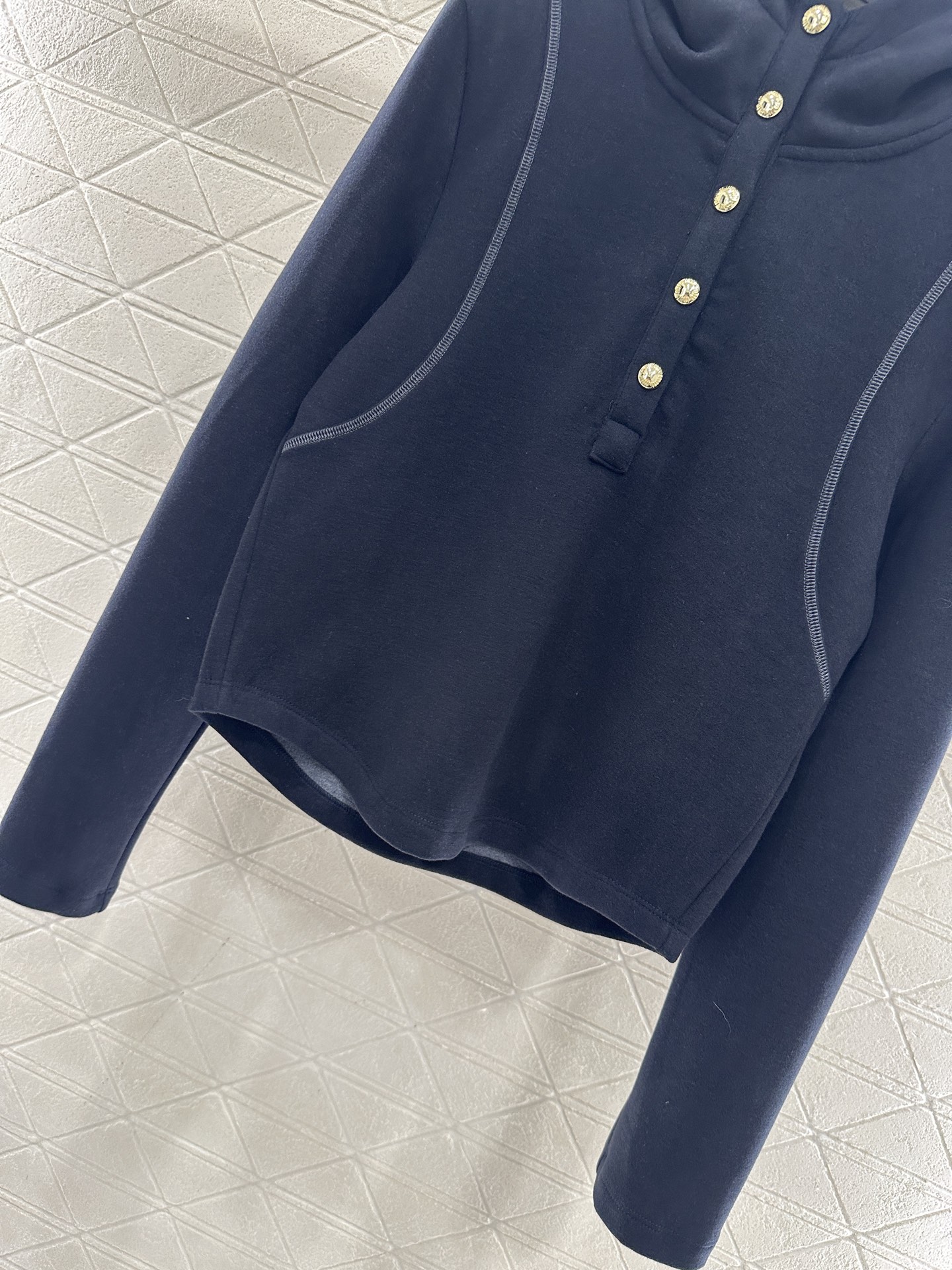 ♥Miumi*♥2025新品上架 半开襟连帽上衣长裤套装定制YB进口羊毛混纺材质，质感光泽，舒适保暖，修