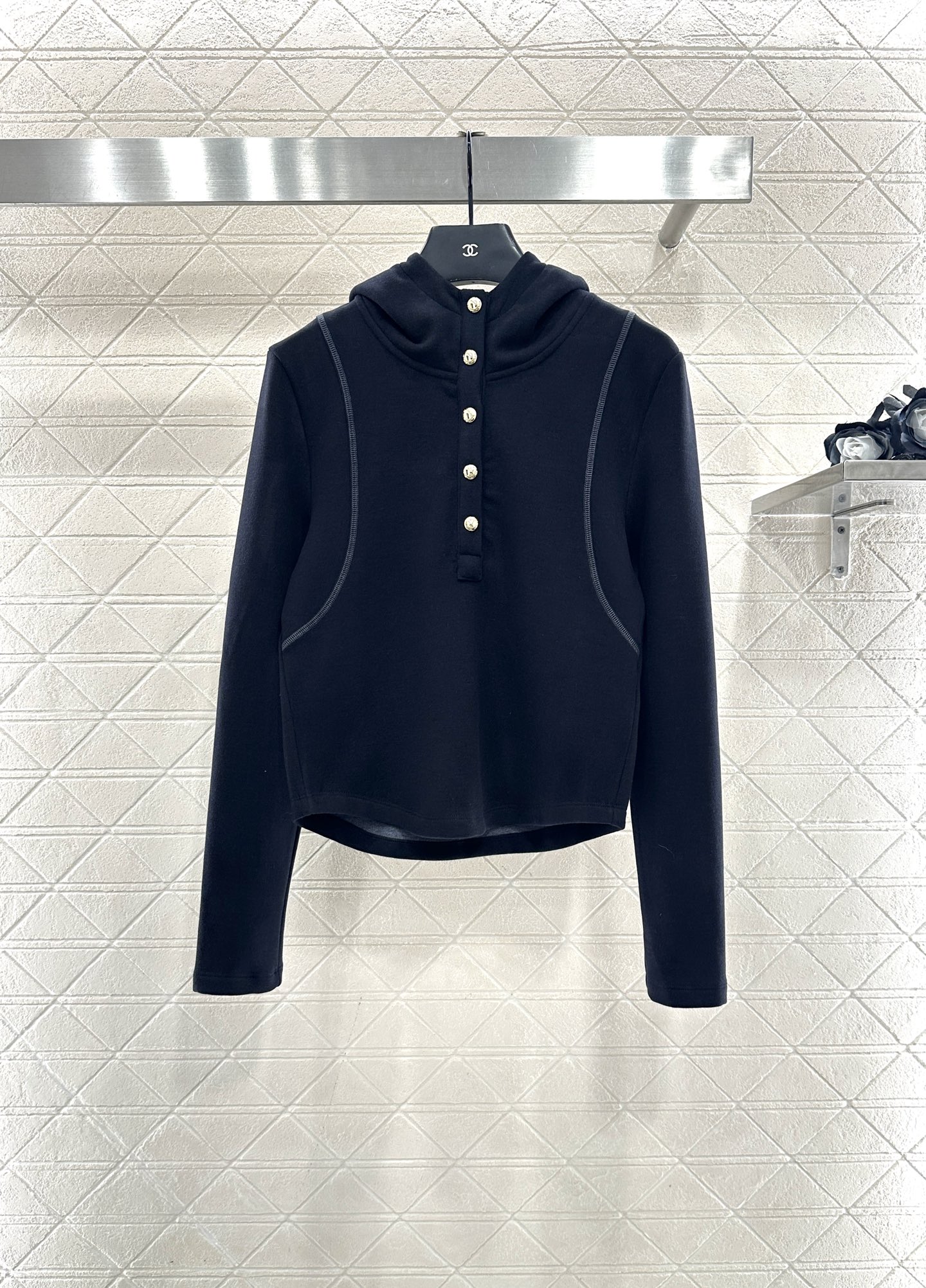 ♥Miumi*♥2025新品上架 半开襟连帽上衣长裤套装定制YB进口羊毛混纺材质，质感光泽，舒适保暖，修