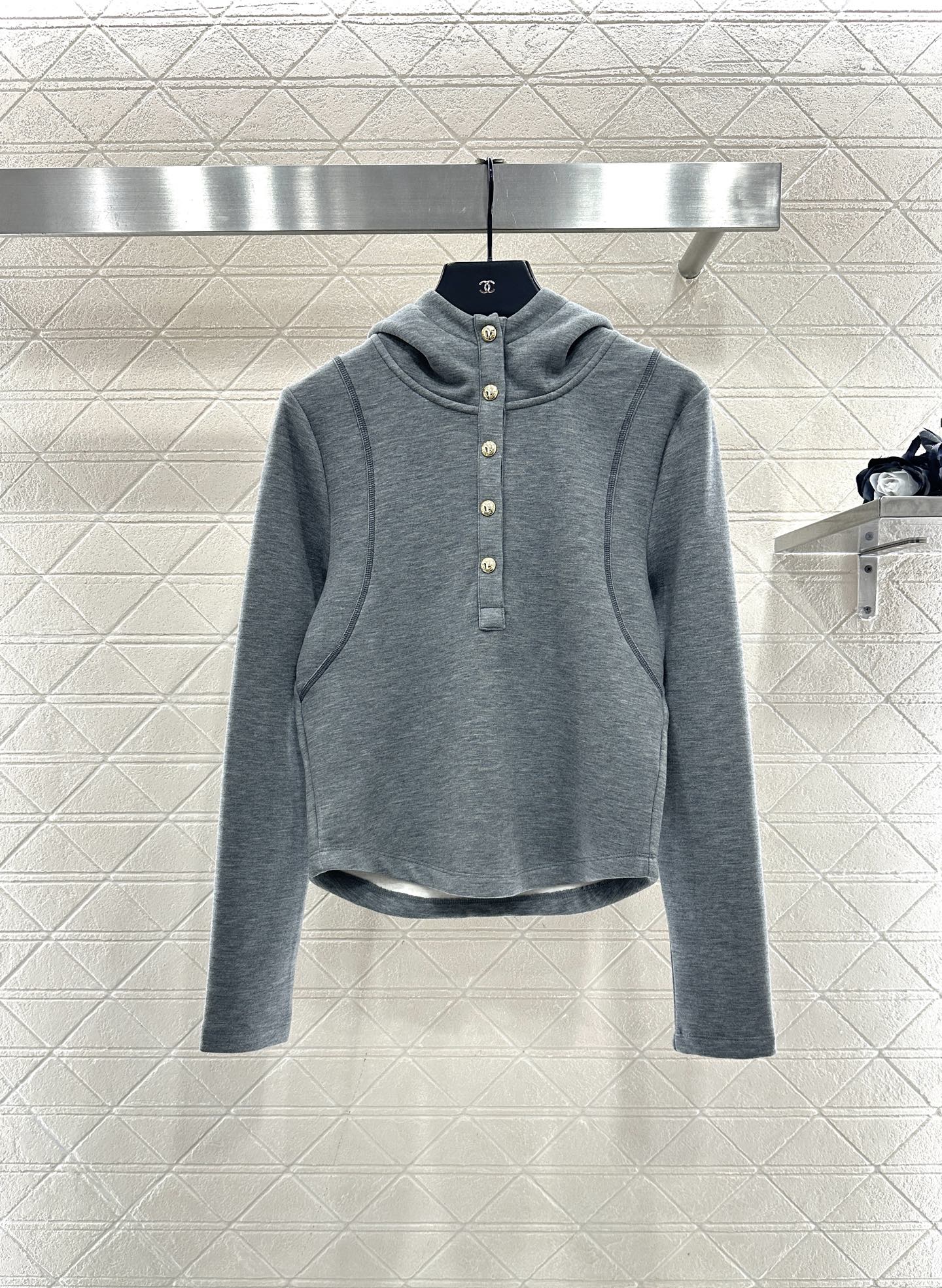 ♥Miumi*♥2025新品上架 半开襟连帽上衣长裤套装定制YB进口羊毛混纺材质，质感光泽，舒适保暖，修