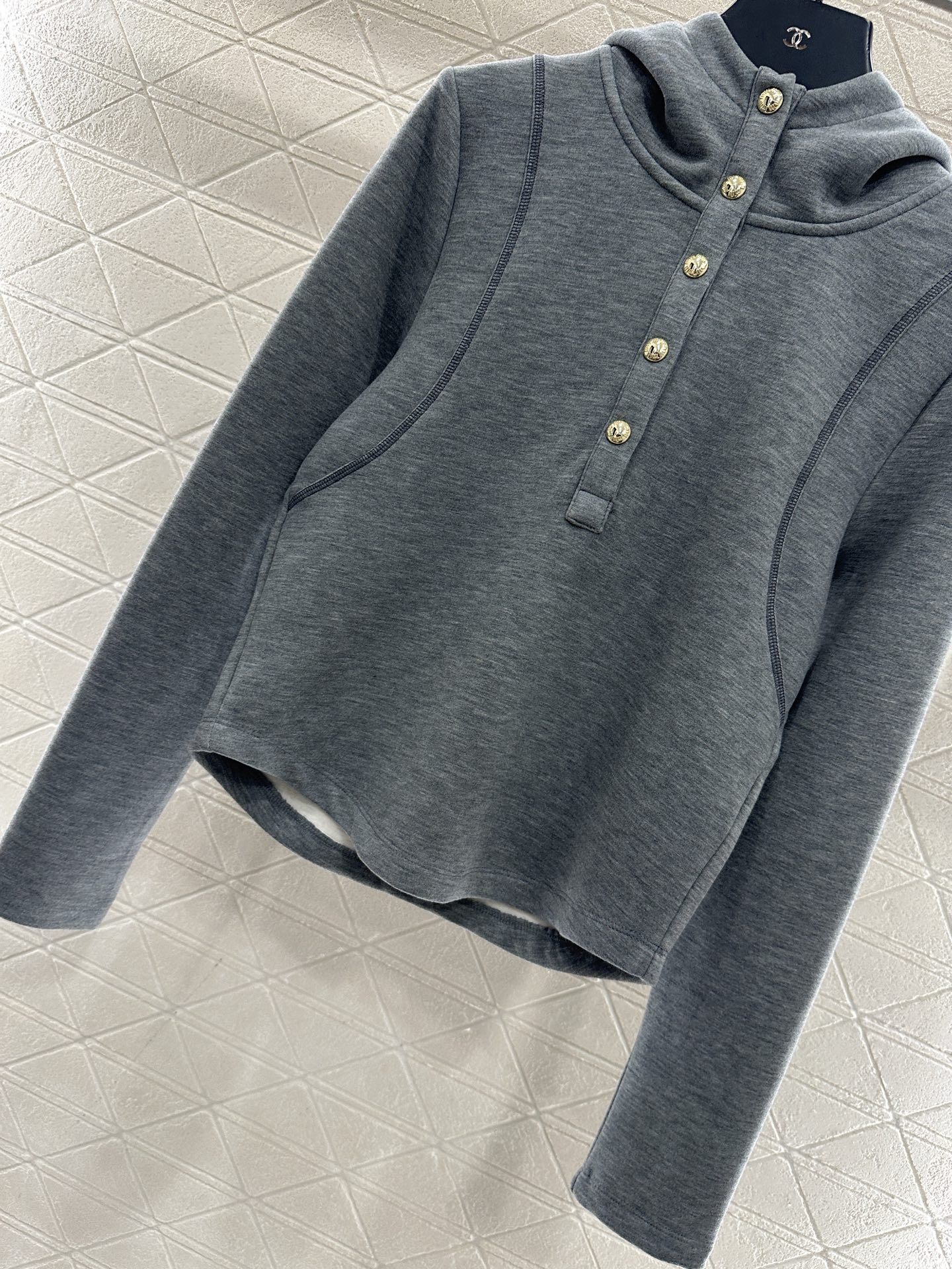 ♥Miumi*♥2025新品上架 半开襟连帽上衣长裤套装定制YB进口羊毛混纺材质，质感光泽，舒适保暖，修