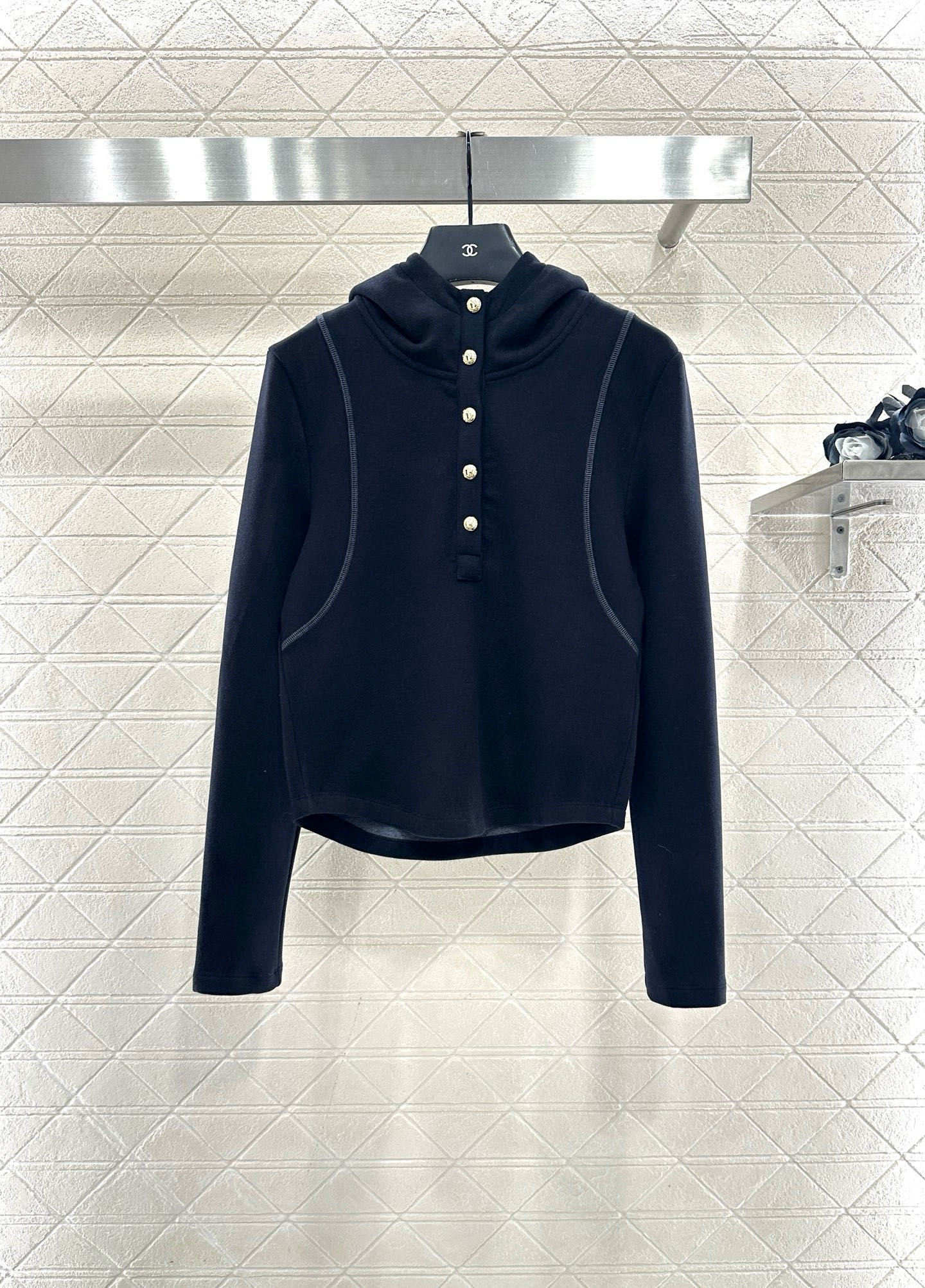 ♥Miumi*♥2025新品上架 半开襟连帽上衣长裤套装定制YB进口羊毛混纺材质，质感光泽，舒适保暖，修