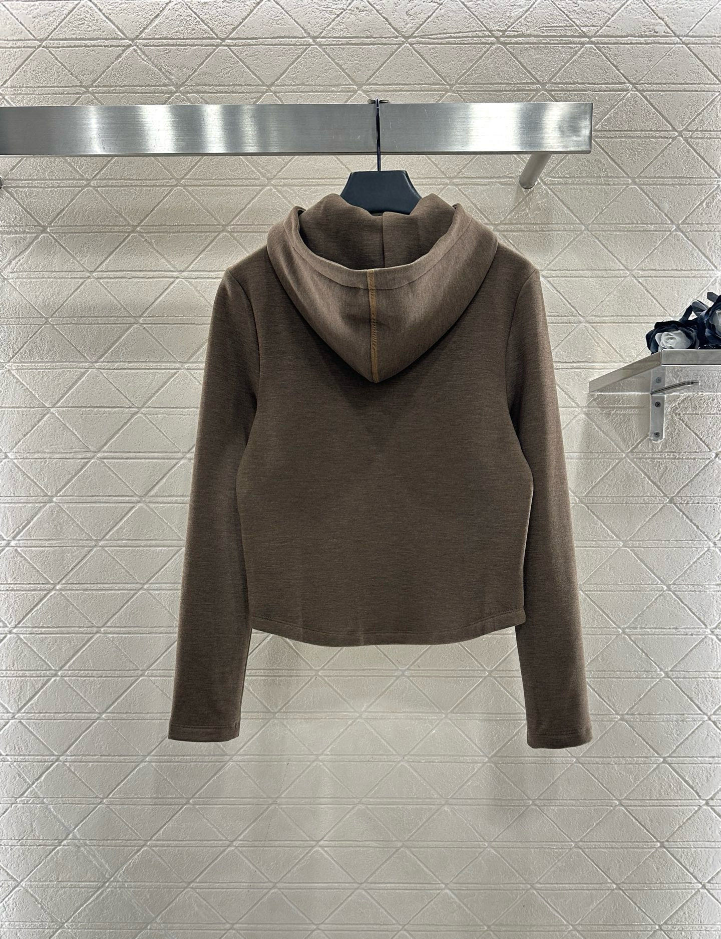 ♥Miumi*♥2025新品上架 半开襟连帽上衣长裤套装定制YB进口羊毛混纺材质，质感光泽，舒适保暖，修