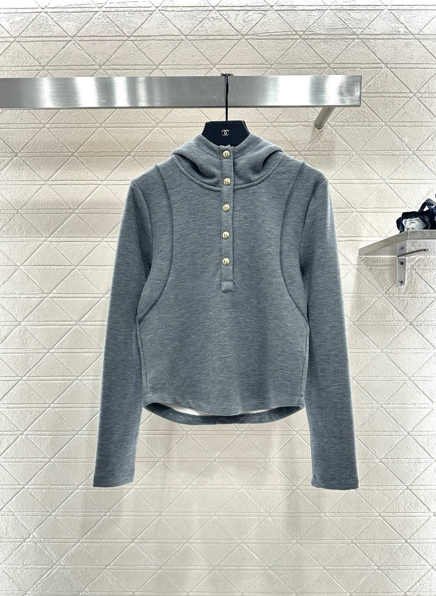 ♥Miumi*♥2025新品上架 半开襟连帽上衣长裤套装定制YB进口羊毛混纺材质，质感光泽，舒适保暖，修