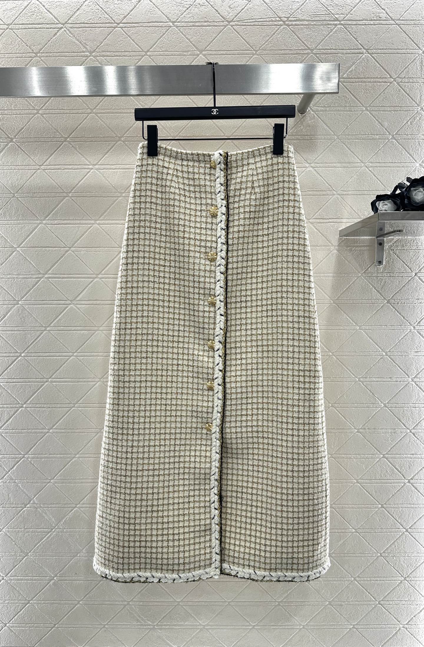 ♥Chane*♥2025新品上架 编织格纹马甲半裙套装定制YB进口粗纺羊毛呢材质，肌理明显，质感上乘，粗