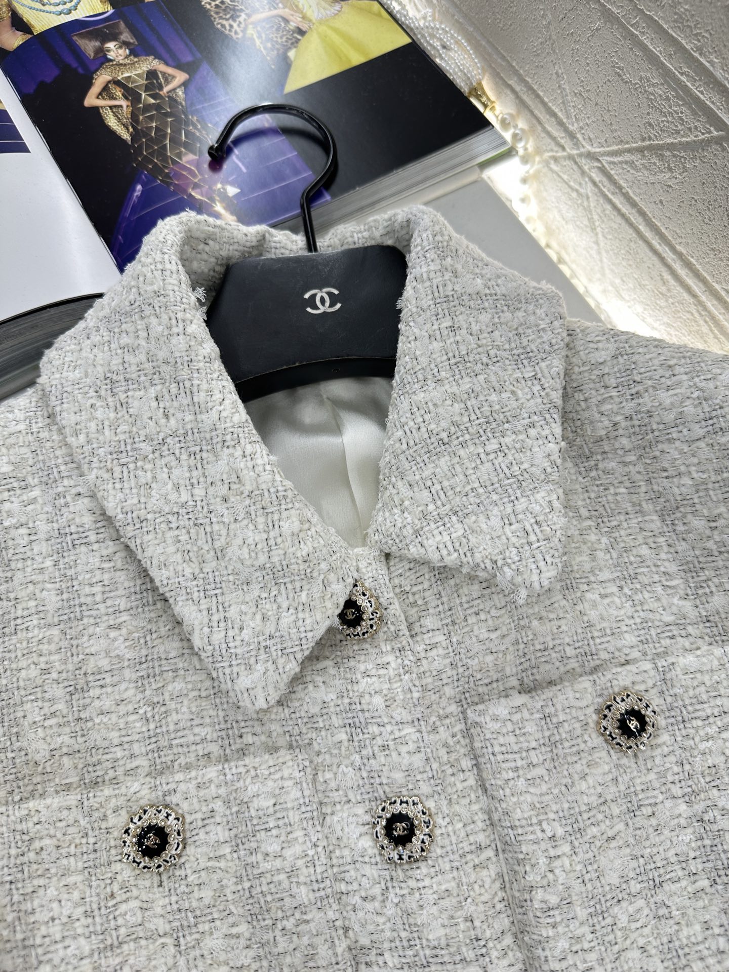 ♥Chane*♥2025新品上架 格纹粗花呢翻领洋装外套定制YB进口粗纺羊毛呢材质，肌理明显，质感上乘，