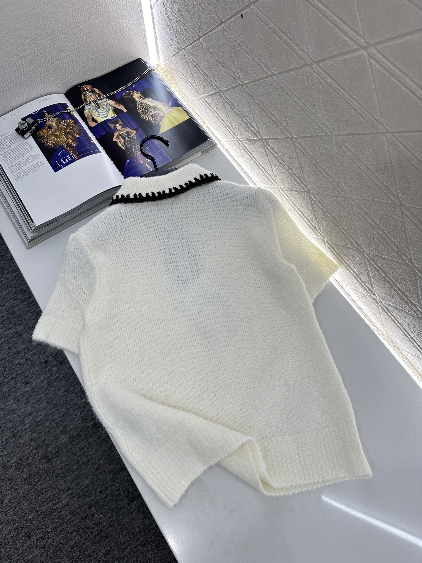 ♥Chane*♥2025新品上架 翻领撞色针织短袖25coco滑雪🎿系列#定制YB羊绒纱线织造，质感高级