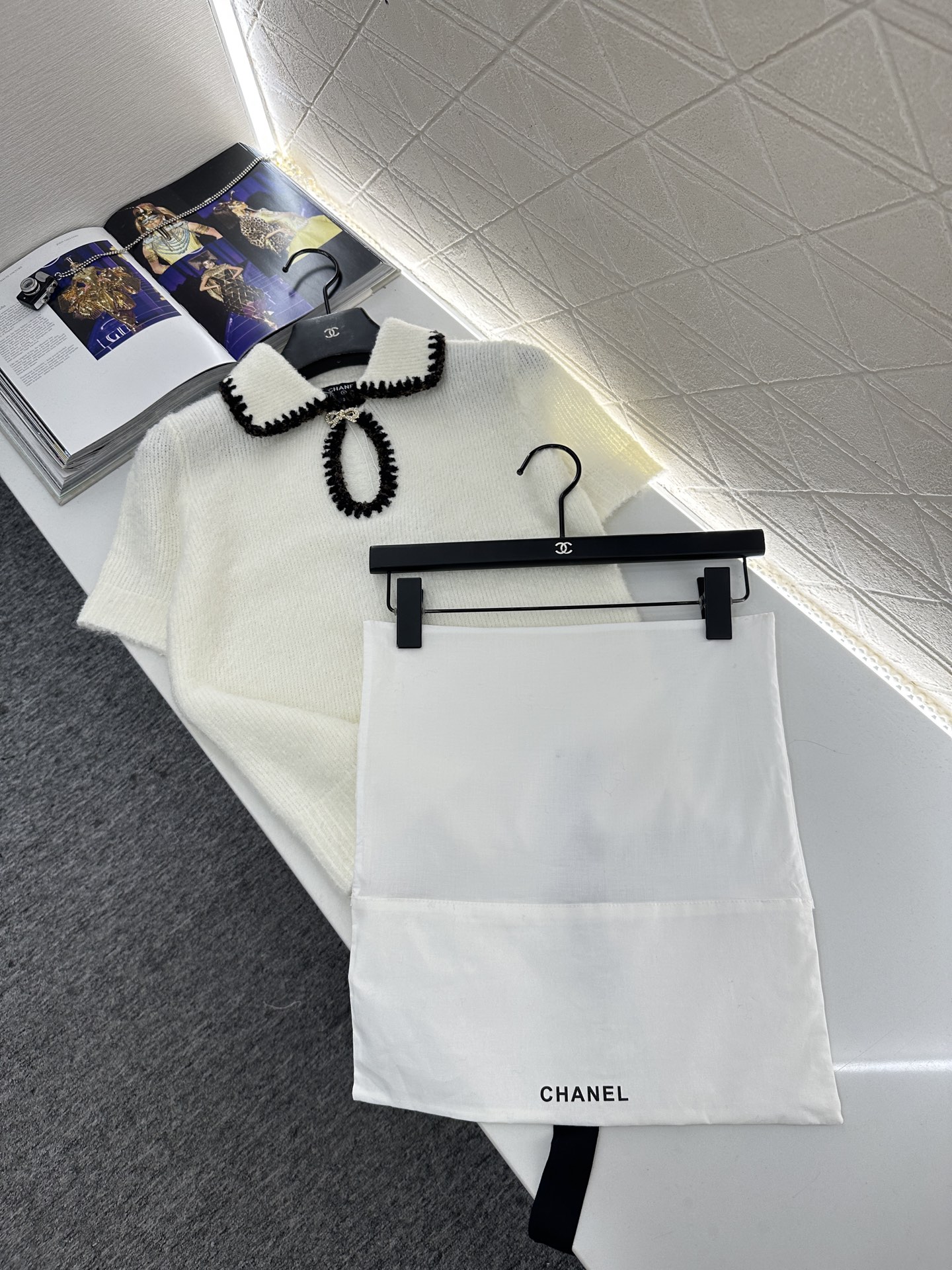 ♥Chane*♥2025新品上架 翻领撞色针织短袖25coco滑雪🎿系列#定制YB羊绒纱线织造，质感高级