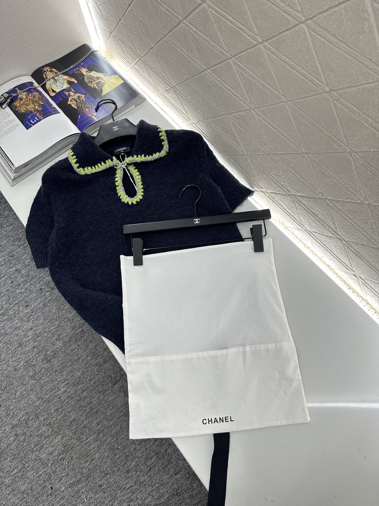 ♥Chane*♥2025新品上架 翻领撞色针织短袖25coco滑雪🎿系列#定制YB羊绒纱线织造，质感高级