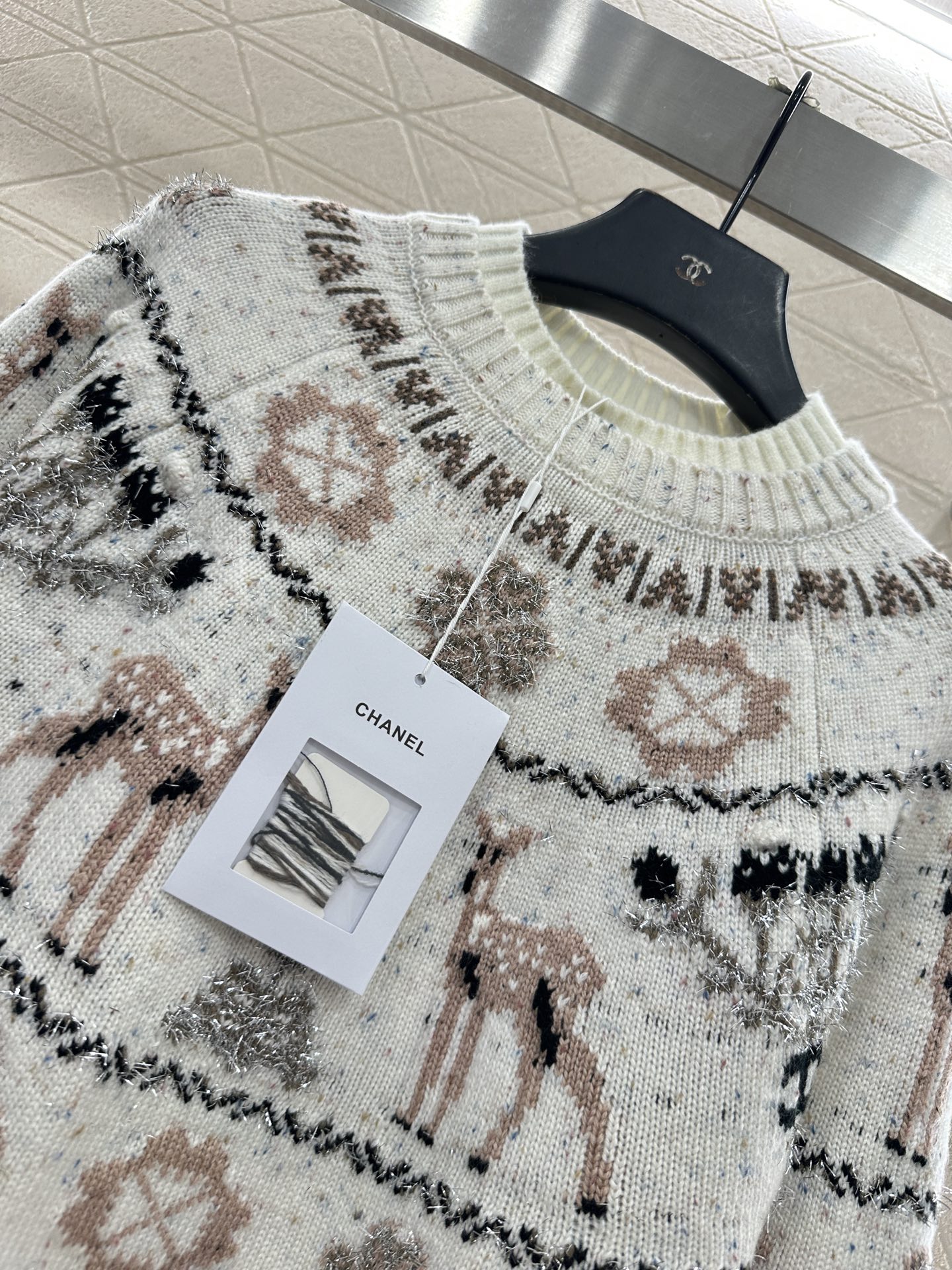 ♥Chane*♥2025新品上架 重工钩花圆领套头毛衣25coco圣诞🧑‍🎄滑雪🎿系列#定制YB羊绒针织