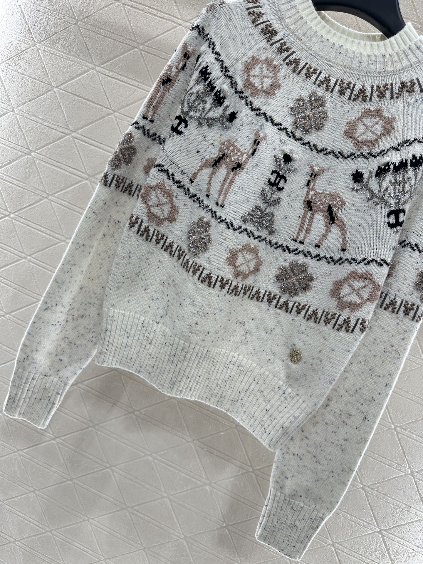 ♥Chane*♥2025新品上架 重工钩花圆领套头毛衣25coco圣诞🧑‍🎄滑雪🎿系列#定制YB羊绒针织