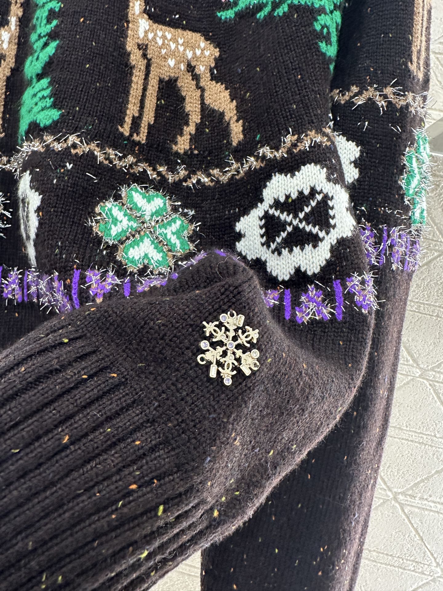 ♥Chane*♥2025新品上架 重工钩花圆领套头毛衣25coco圣诞🧑‍🎄滑雪🎿系列#定制YB羊绒针织