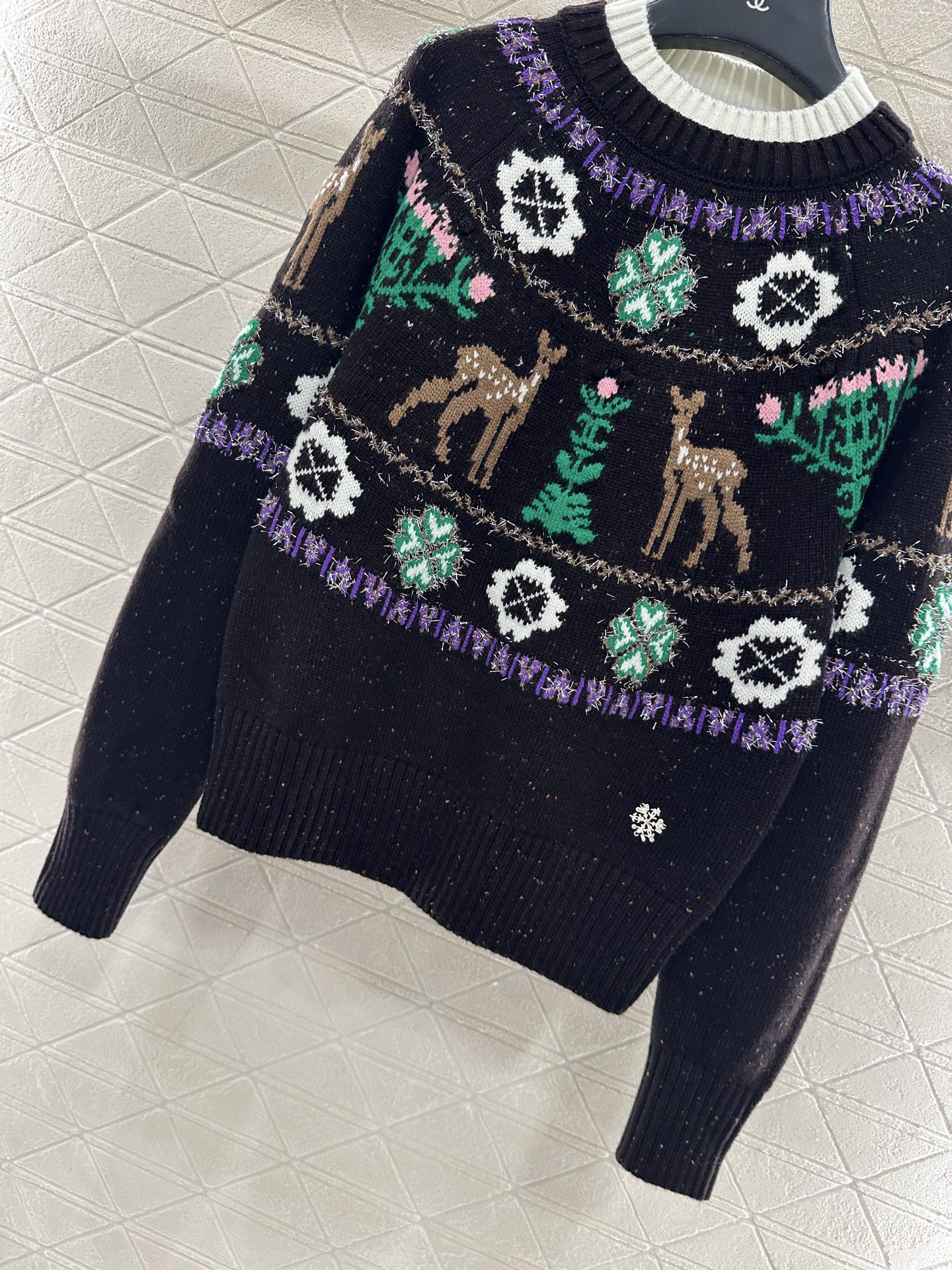 ♥Chane*♥2025新品上架 重工钩花圆领套头毛衣25coco圣诞🧑‍🎄滑雪🎿系列#定制YB羊绒针织