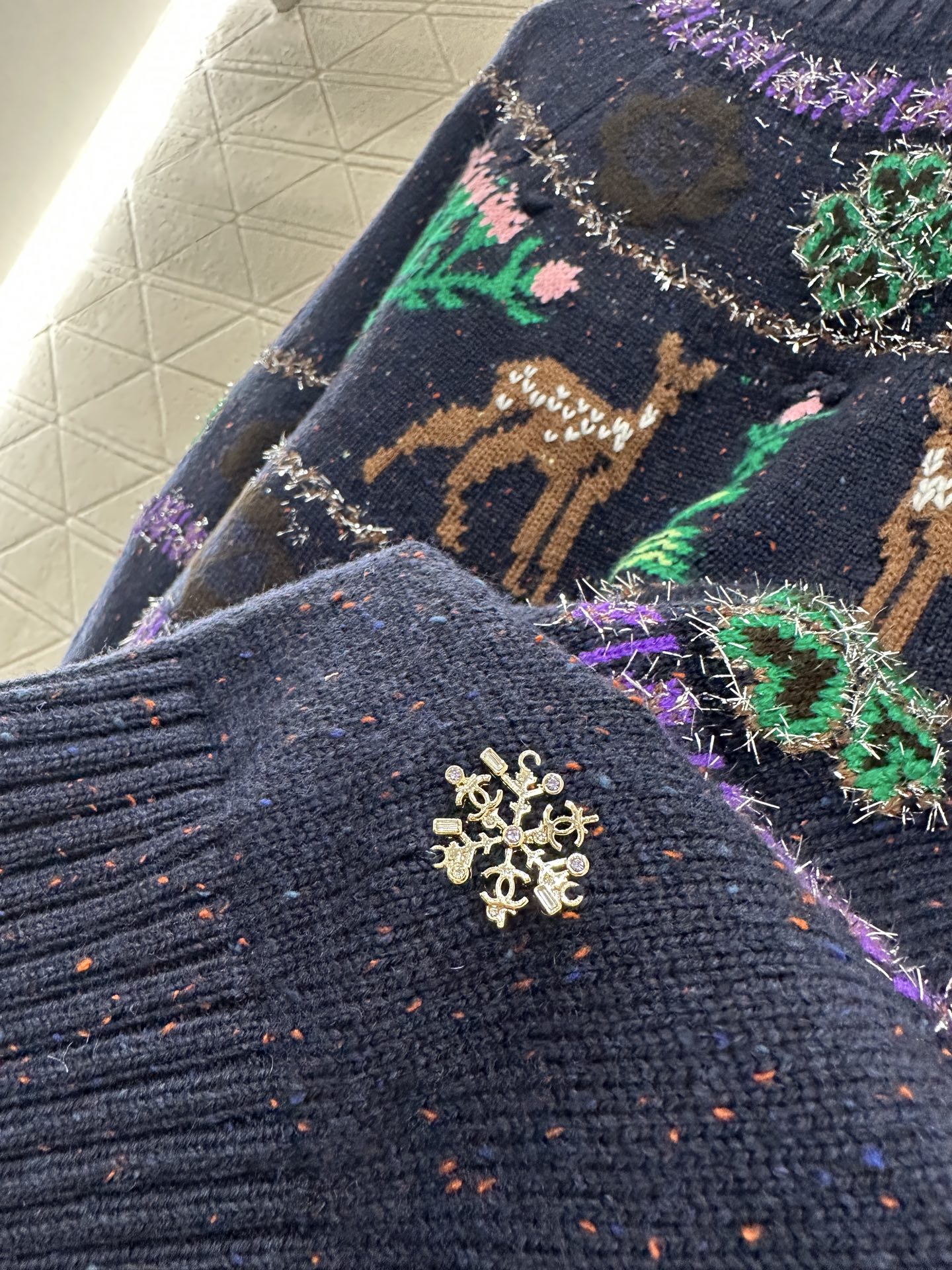 ♥Chane*♥2025新品上架 重工钩花圆领套头毛衣25coco圣诞🧑‍🎄滑雪🎿系列#定制YB羊绒针织