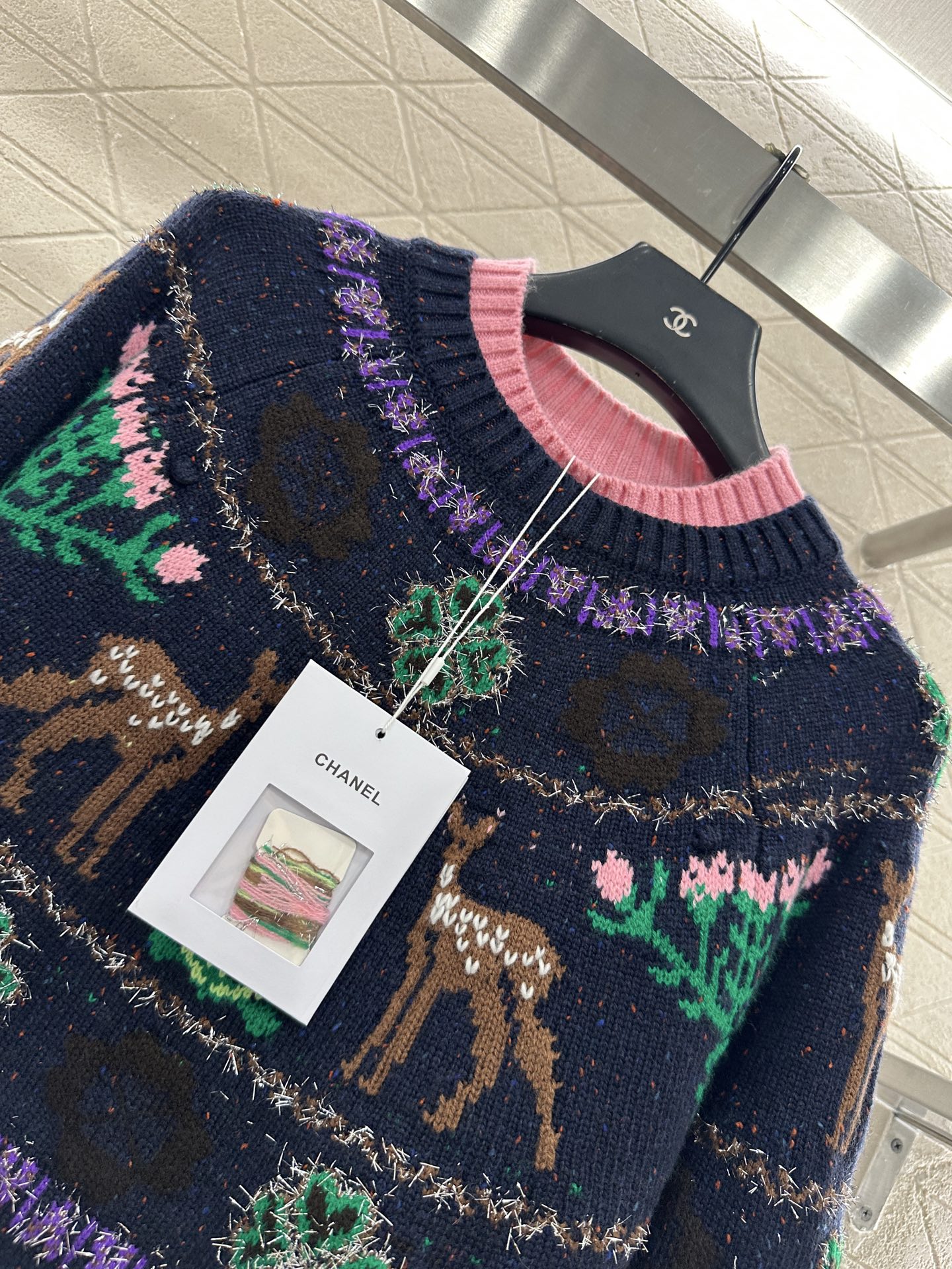 ♥Chane*♥2025新品上架 重工钩花圆领套头毛衣25coco圣诞🧑‍🎄滑雪🎿系列#定制YB羊绒针织