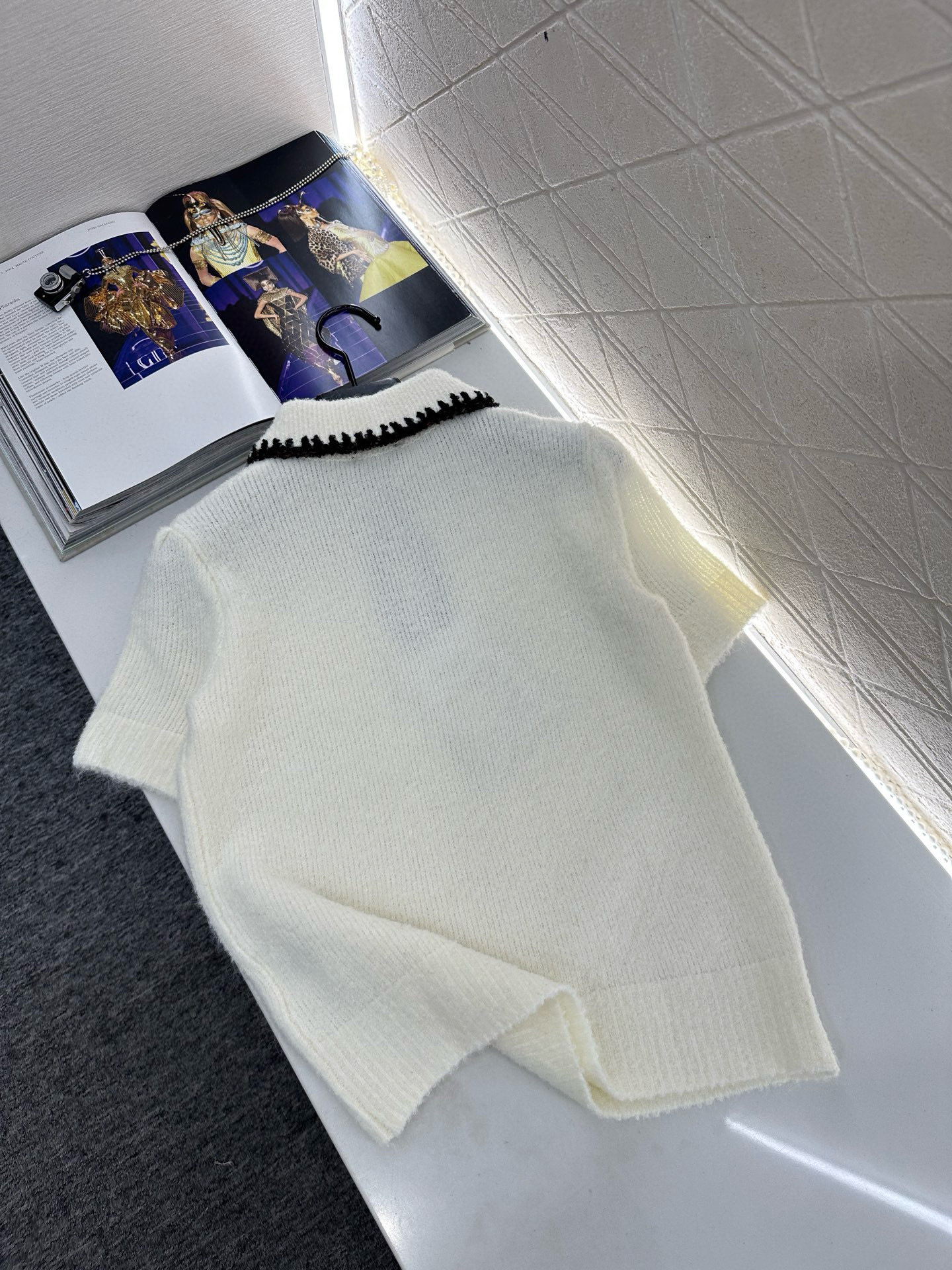 ♥Chane*♥2025新品上架 翻领撞色针织短袖25coco滑雪🎿系列#定制YB羊绒纱线织造，质感高级