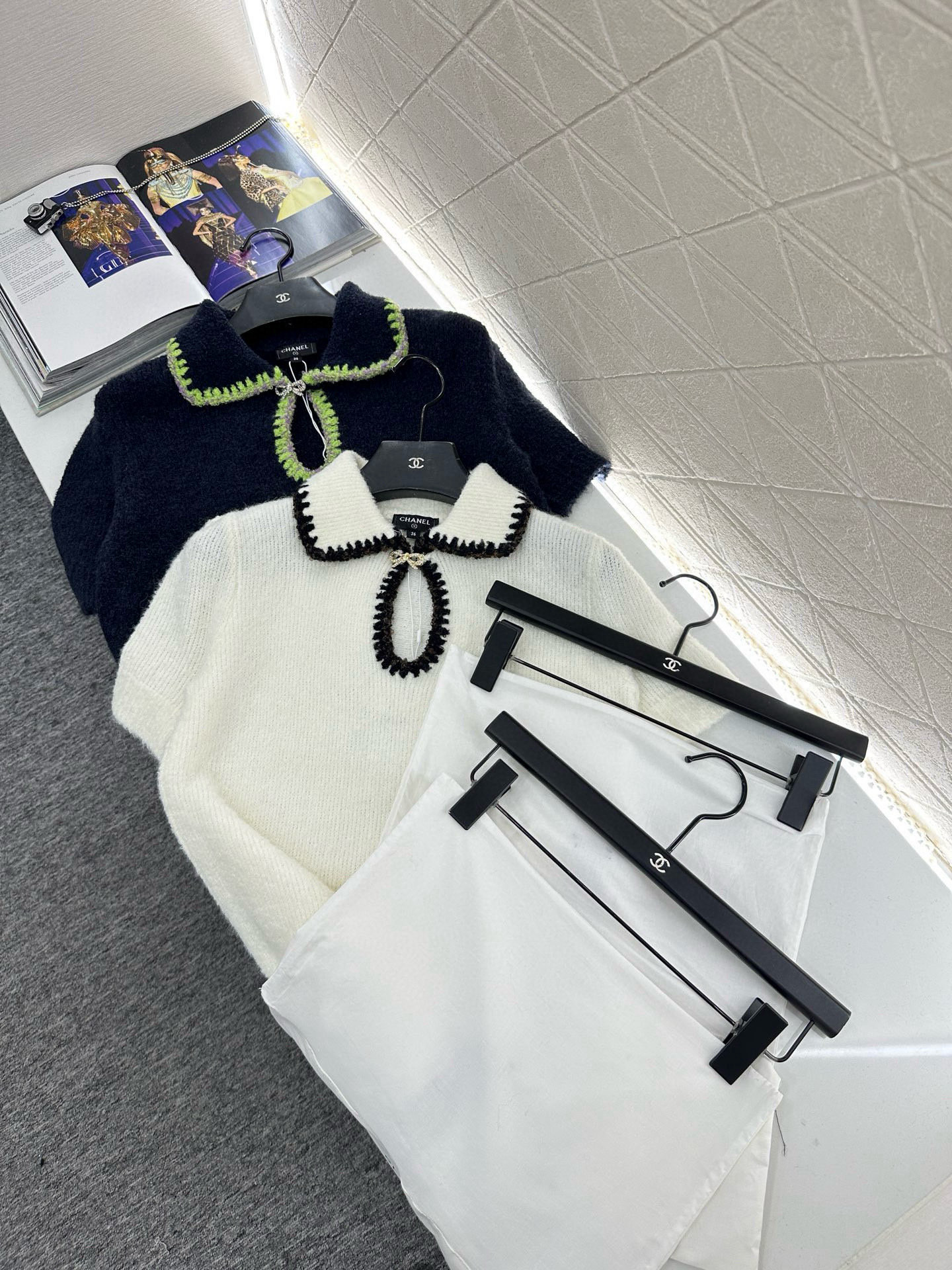 ♥Chane*♥2025新品上架 翻领撞色针织短袖25coco滑雪🎿系列#定制YB羊绒纱线织造，质感高级