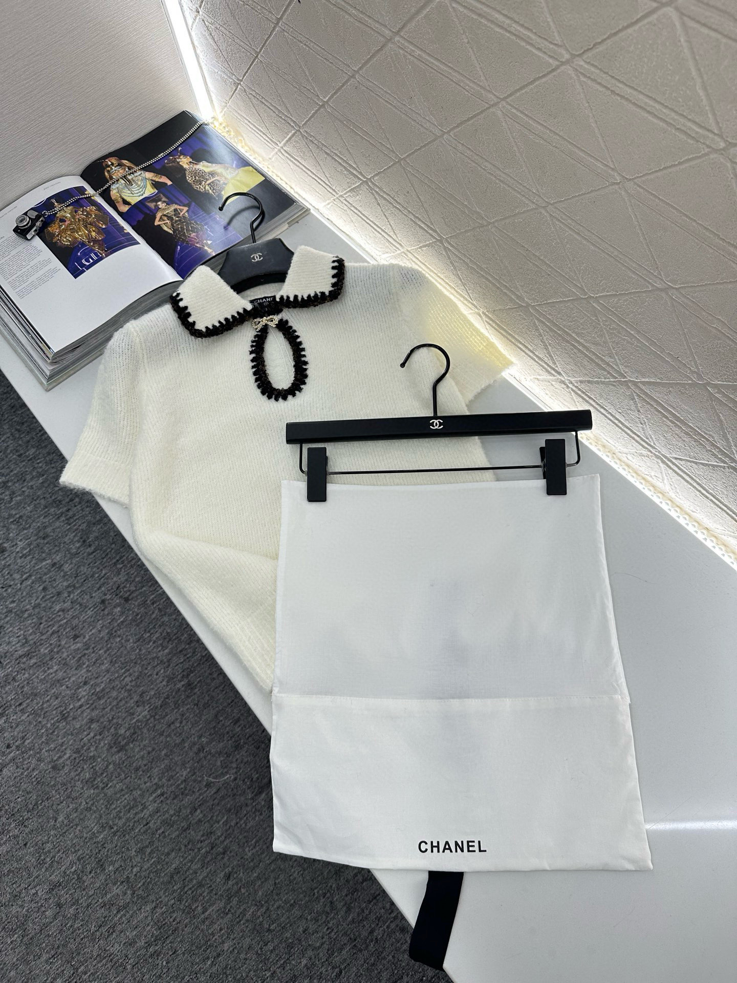 ♥Chane*♥2025新品上架 翻领撞色针织短袖25coco滑雪🎿系列#定制YB羊绒纱线织造，质感高级