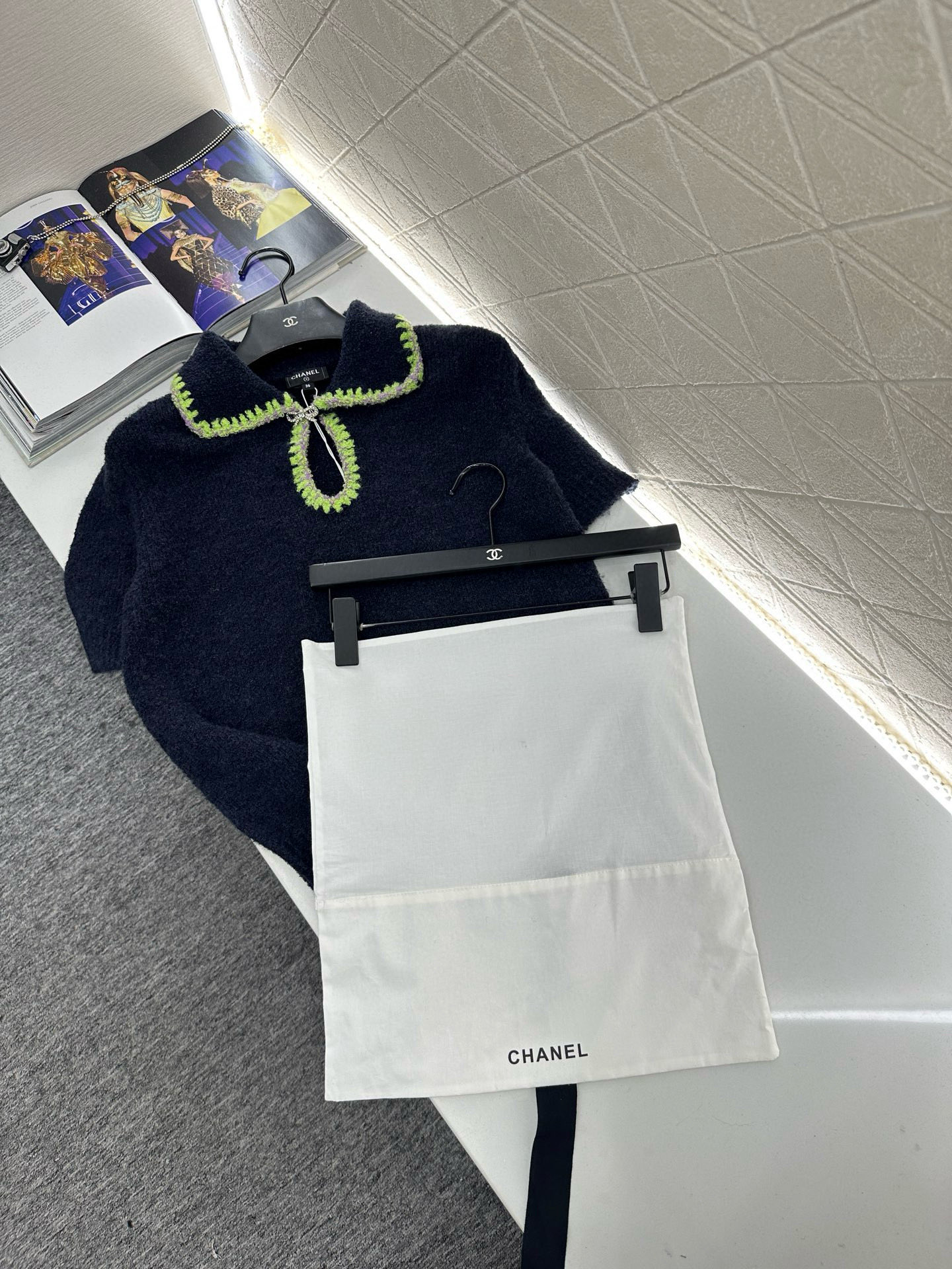 ♥Chane*♥2025新品上架 翻领撞色针织短袖25coco滑雪🎿系列#定制YB羊绒纱线织造，质感高级