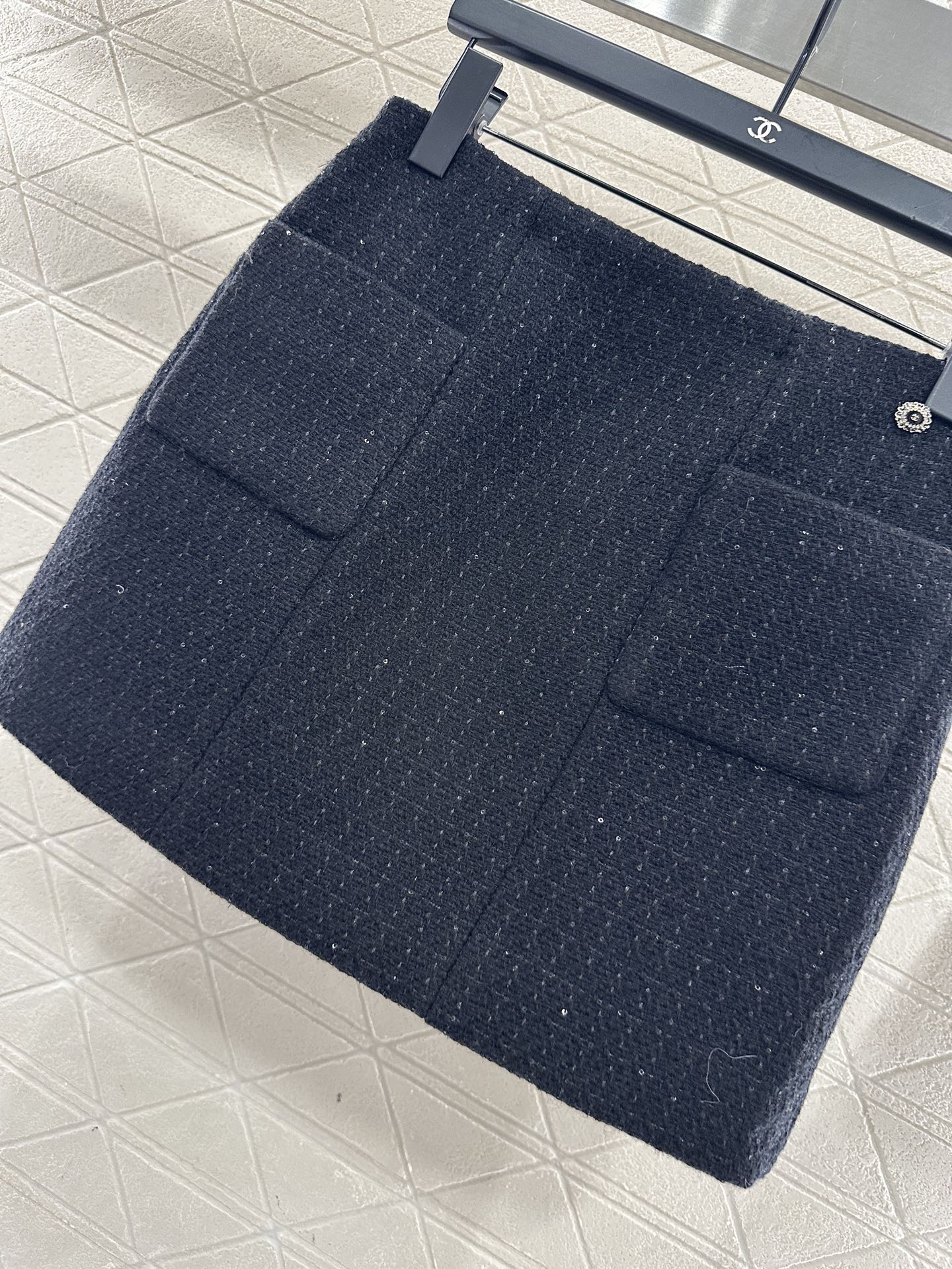 ♥Chane*♥2025新品上架 格纹粗花呢珠片洋装半裙定制YB进口粗纺羊毛呢材质，肌理明显，质感上乘，