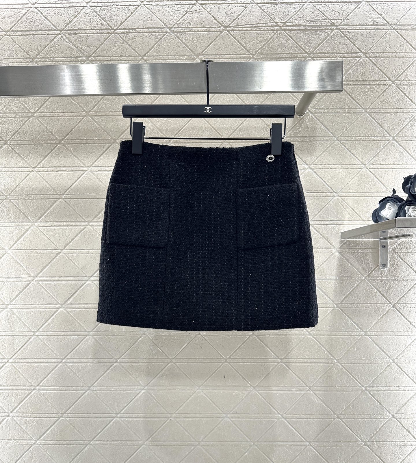 ♥Chane*♥2025新品上架 格纹粗花呢珠片洋装半裙定制YB进口粗纺羊毛呢材质，肌理明显，质感上乘，