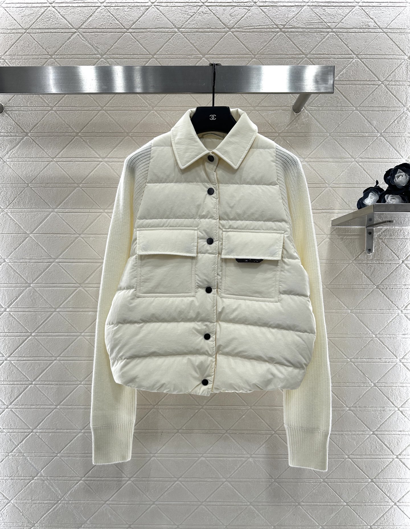 ♥BC*♥2025新品上架 针织拼接翻领羽绒外套定制YB进口防风防水尼龙材质，其工艺还原升级材质，提升秋