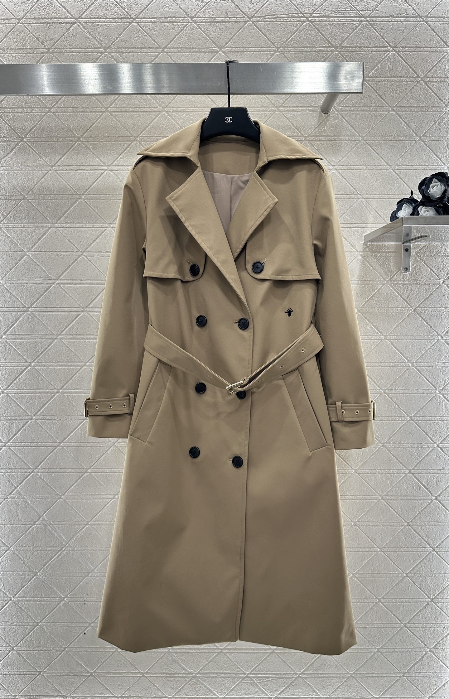 ♥Dio*♥2025新品上架 腰带长款风衣外套定制YB进口风衣材质，工艺处理，挺括有型，翻领长款腰带风衣