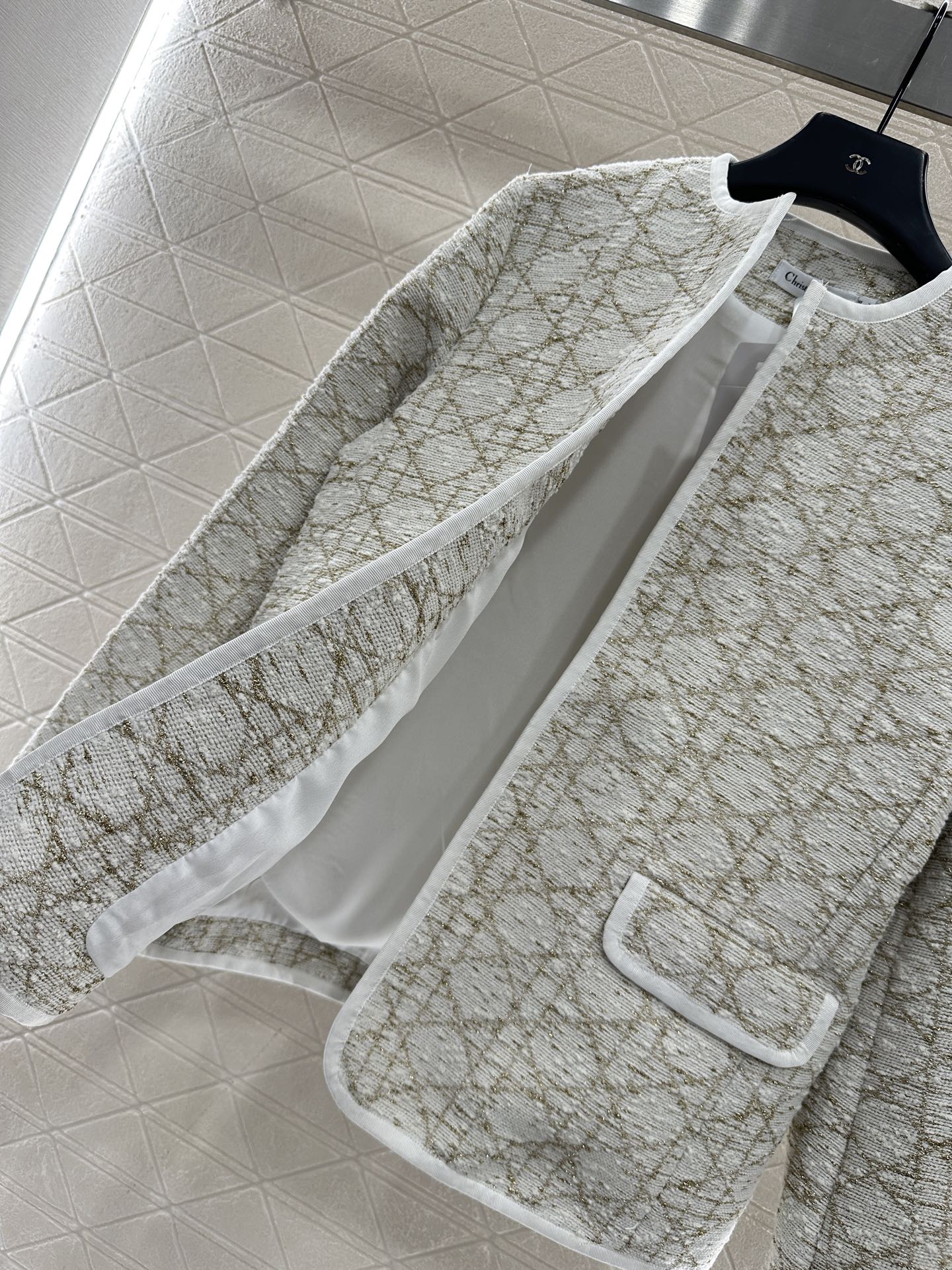 ♥Dio*♥2025新品上架 藤格纹提花外套裙裤套装定制YB进口提花材质，质感高级，品相十足，圆领廓形外