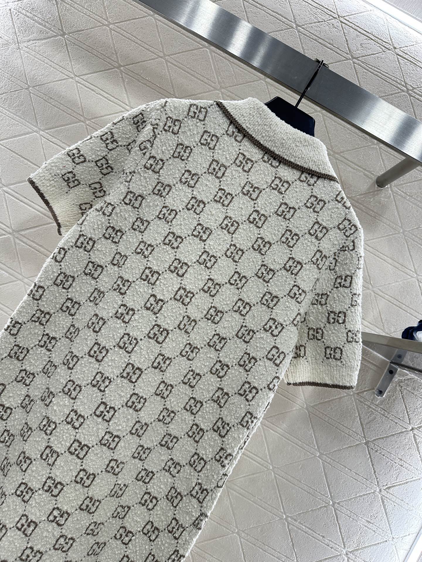 ♥Gucc*♥2025新品上架 提花针织短袖连衣裙定制YB羊毛纱线织造，工艺处理，颗粒感明显，质感上乘，