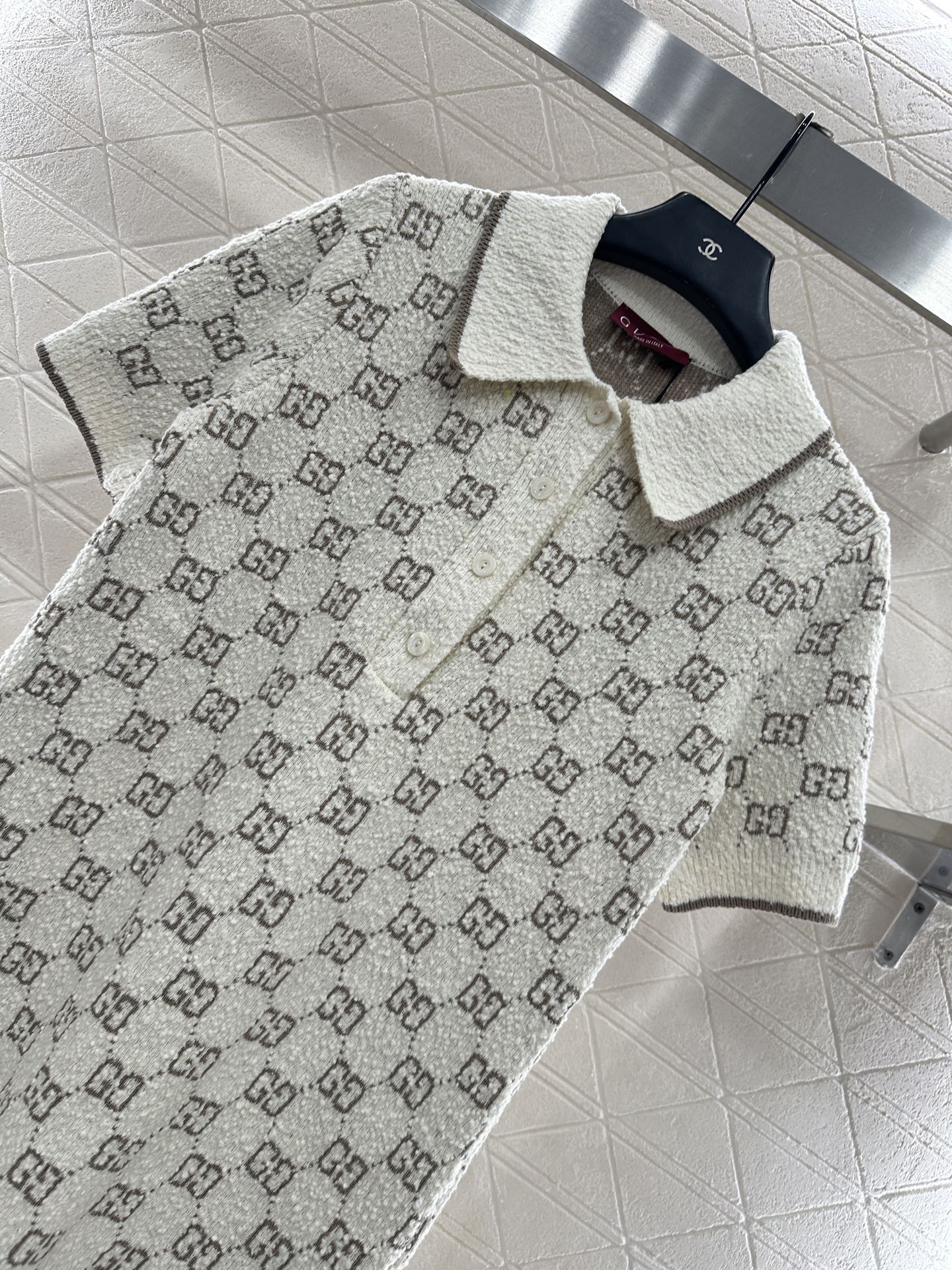 ♥Gucc*♥2025新品上架 提花针织短袖连衣裙定制YB羊毛纱线织造，工艺处理，颗粒感明显，质感上乘，