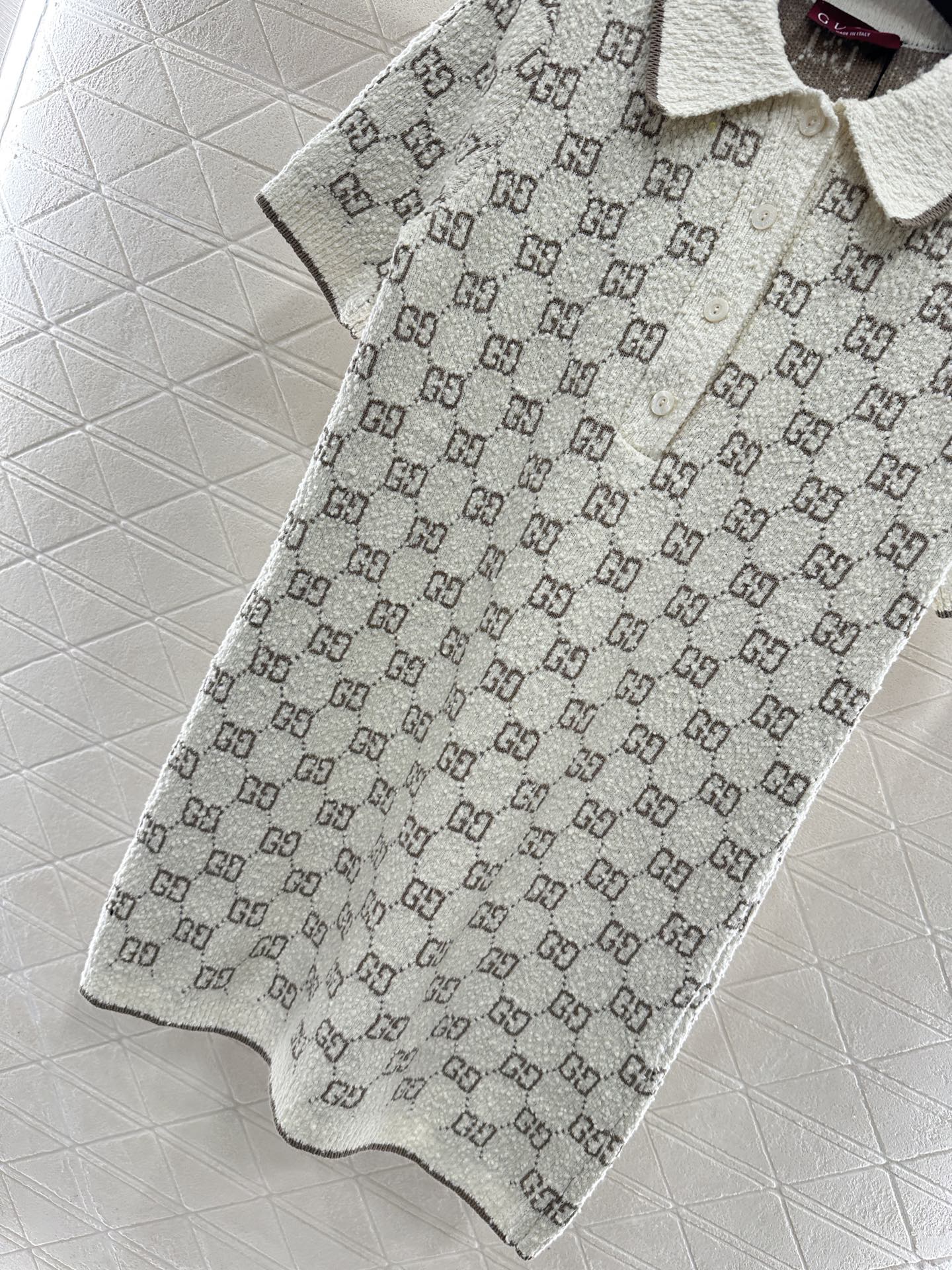 ♥Gucc*♥2025新品上架 提花针织短袖连衣裙定制YB羊毛纱线织造，工艺处理，颗粒感明显，质感上乘，