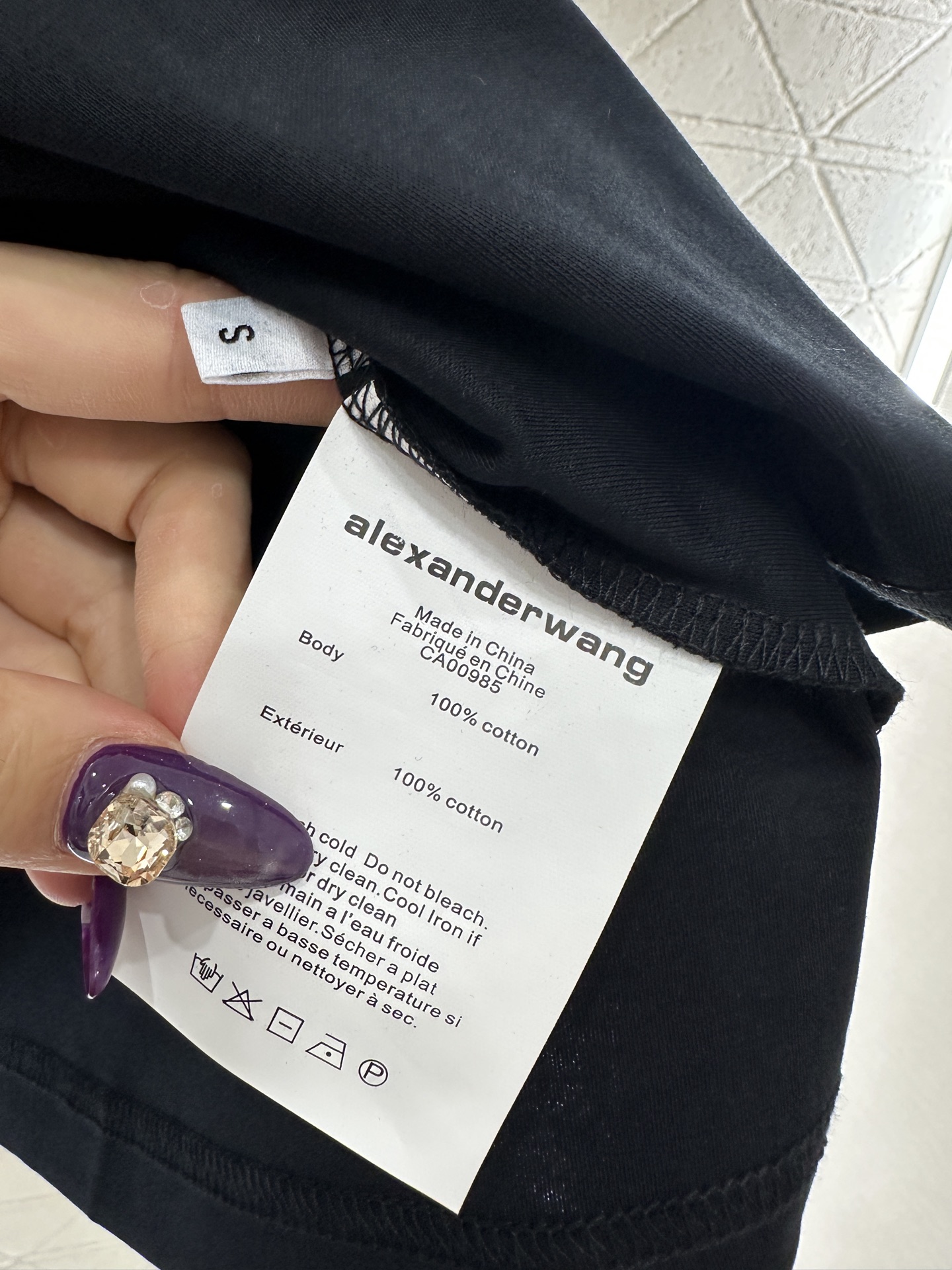 ♥Alexander wan*♥2025新品上架 烫钻钉珠圆领长袖定制YB进口棉府绸材质，透气舒适，质感