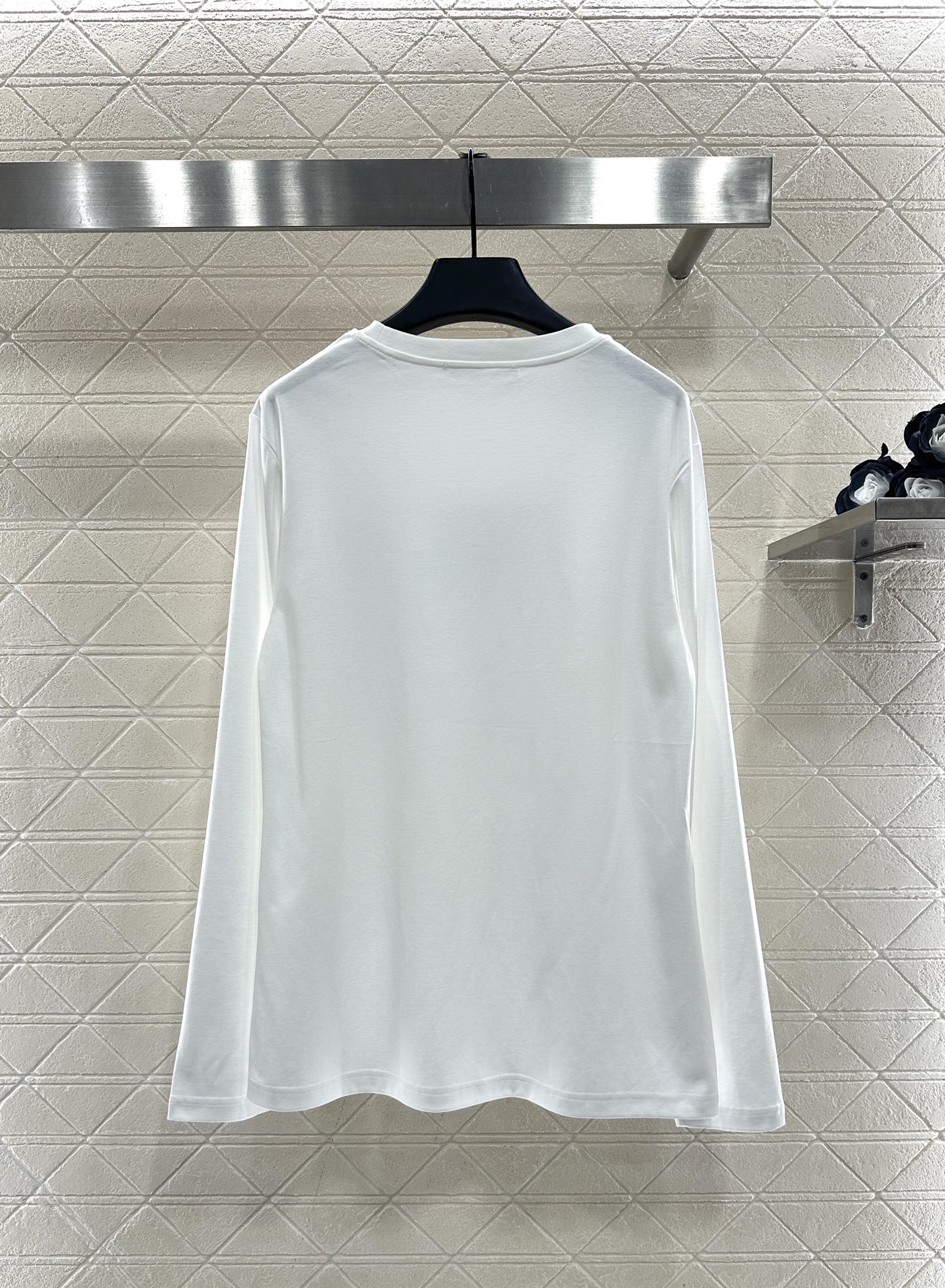 ♥Alexander wan*♥2025新品上架 烫钻钉珠圆领长袖定制YB进口棉府绸材质，透气舒适，质感