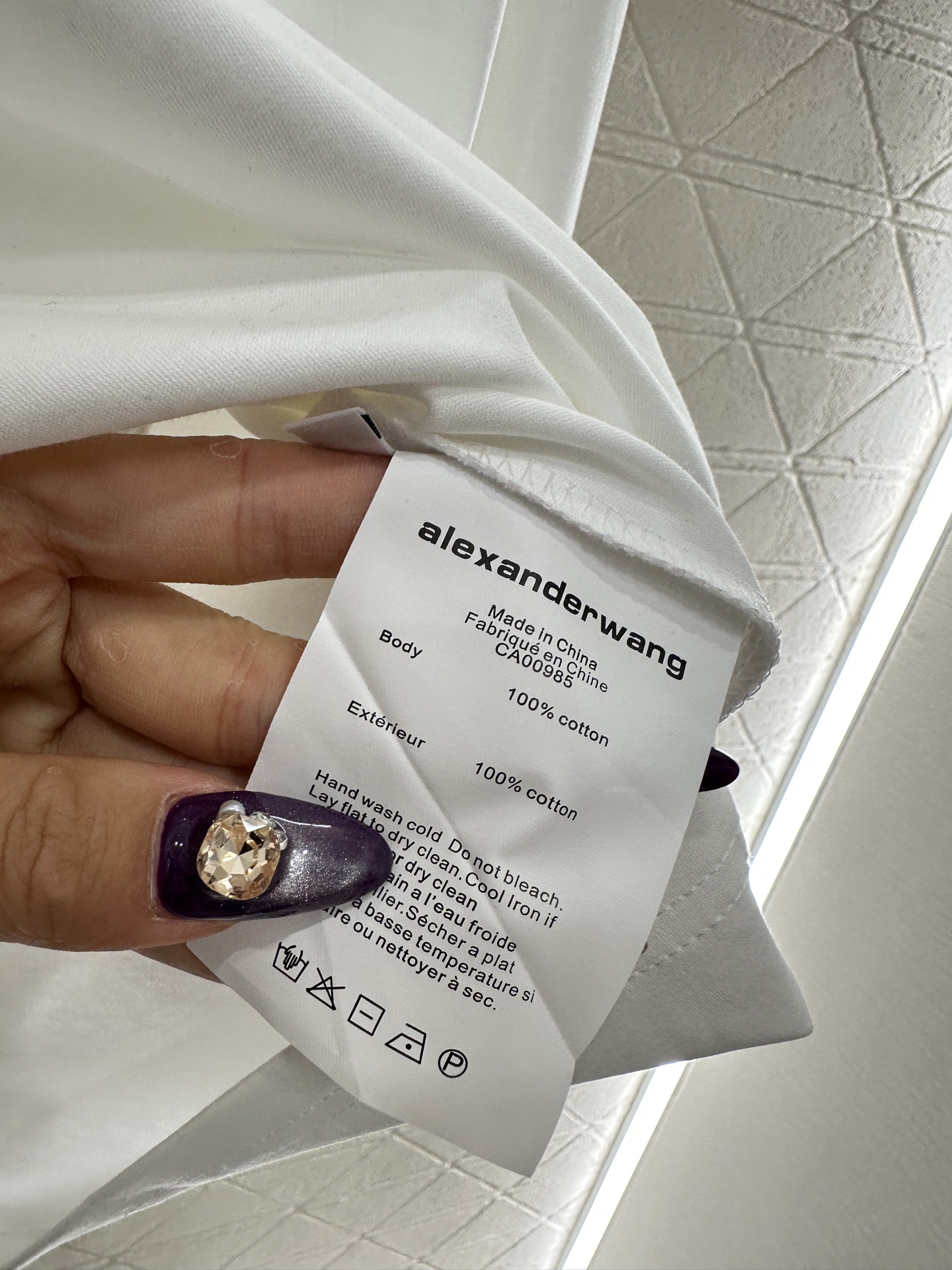 ♥Alexander wan*♥2025新品上架 烫钻钉珠圆领长袖定制YB进口棉府绸材质，透气舒适，质感