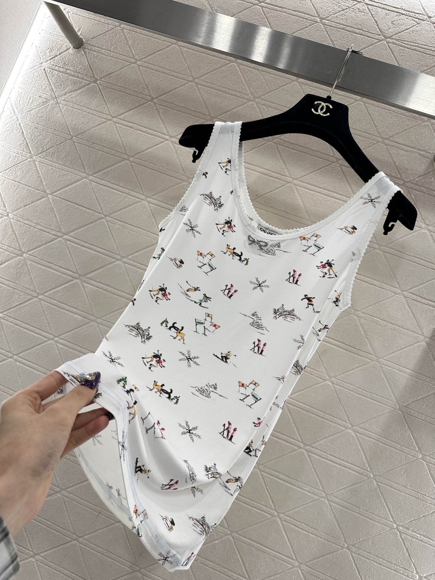 ♥Chane*♥2025新品上架 圆领印花背心25coco滑雪🎿系列#定制YB丝绵材质，质感舒适，弹力十