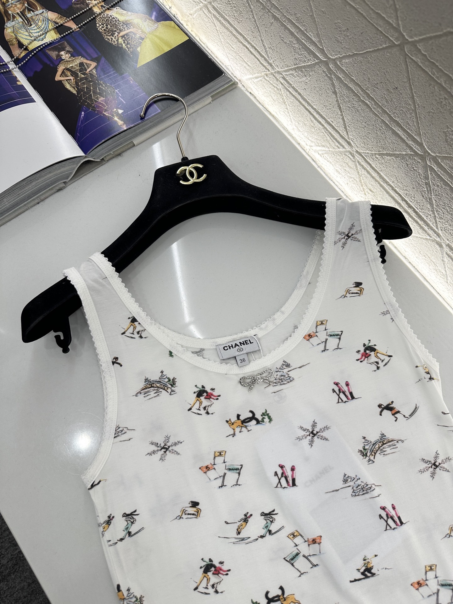 ♥Chane*♥2025新品上架 圆领印花背心25coco滑雪🎿系列#定制YB丝绵材质，质感舒适，弹力十