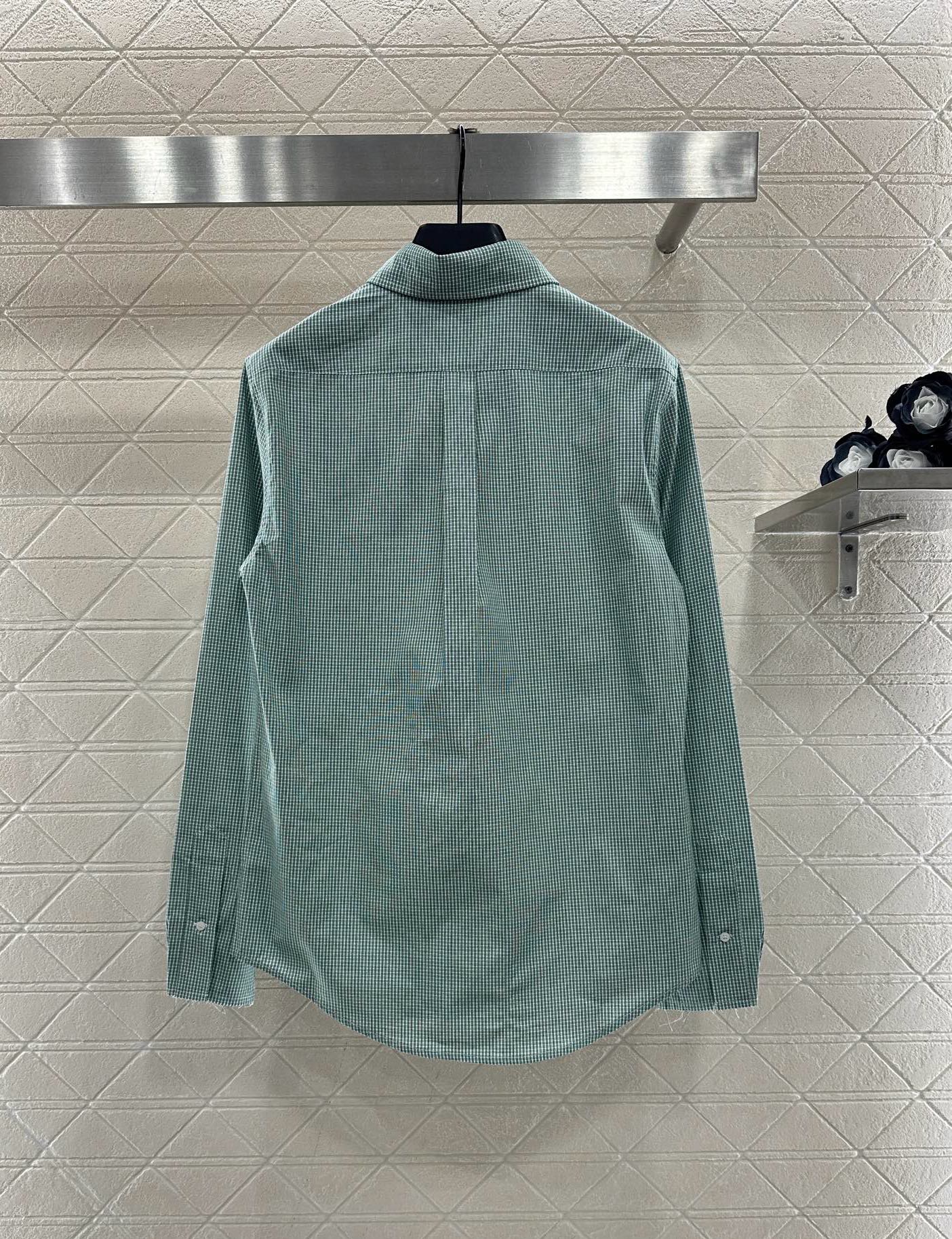 ♥Miumi*♥2025新品上架 常规格纹衬衣定制YB进口棉府绸材质，柔软亲肤，舒适不易皱，常规廓形衬衣