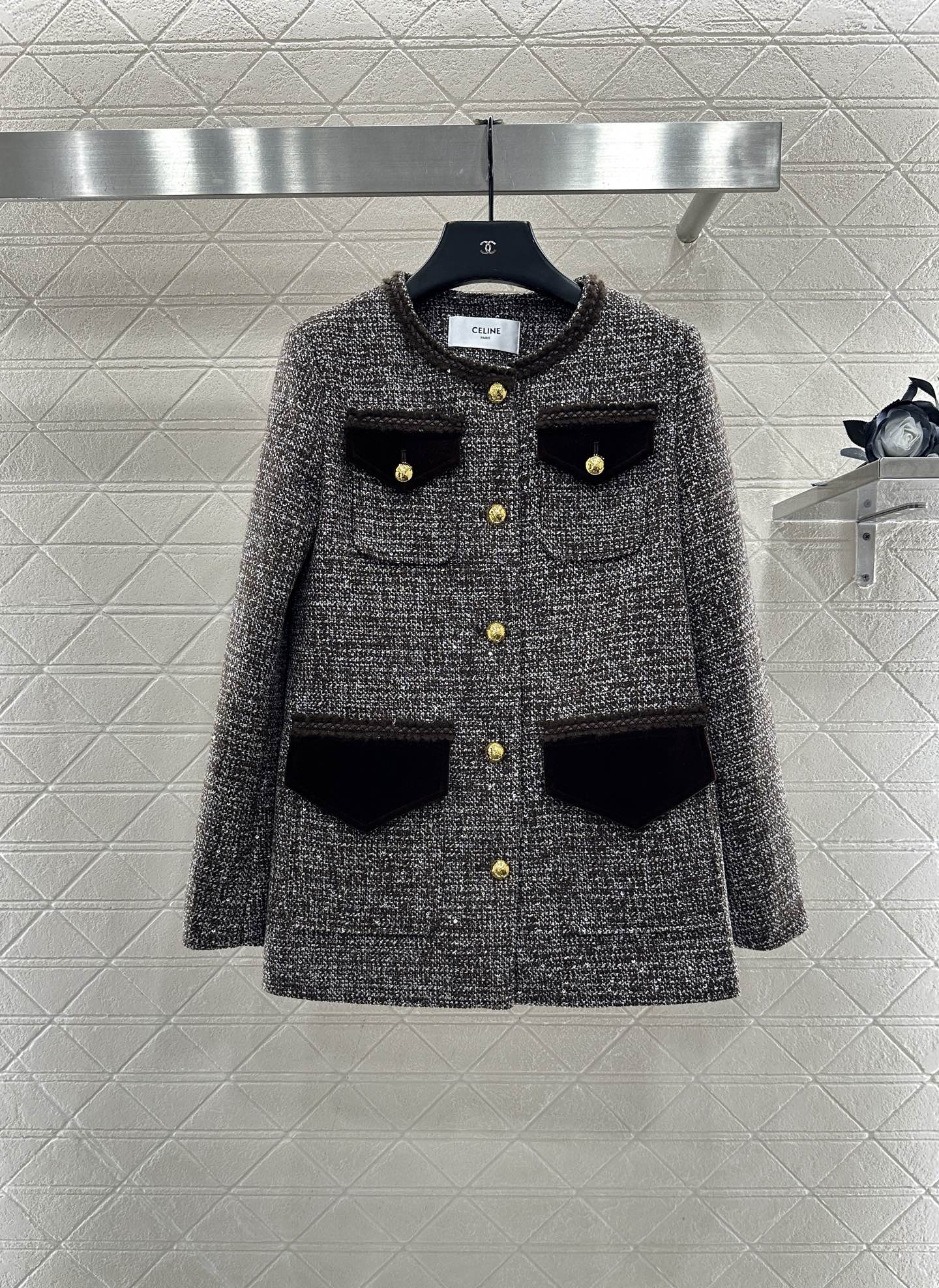 ♥Celin*♥2025新品上架 圆领捆边编织洋装外套定制YB进口粗纺羊毛呢材质，质感高级，品相十足，圆